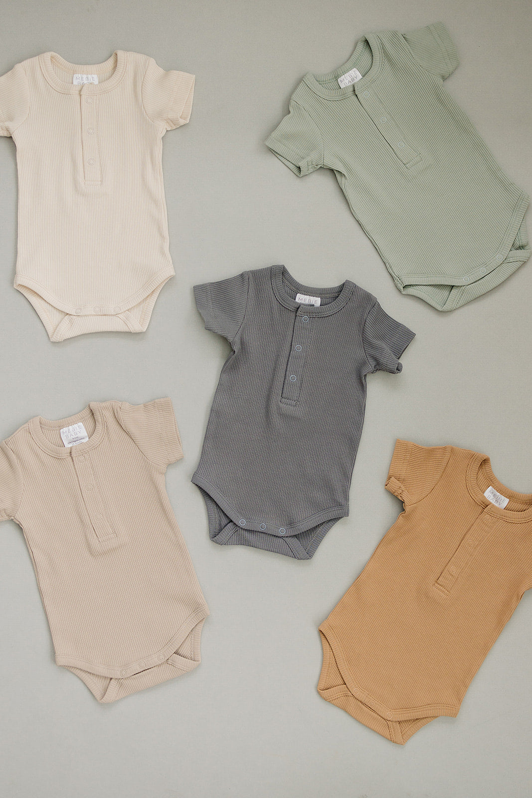 Vanilla Organic Cotton Ribbed Snap Bodysuit  Mebie Baby   