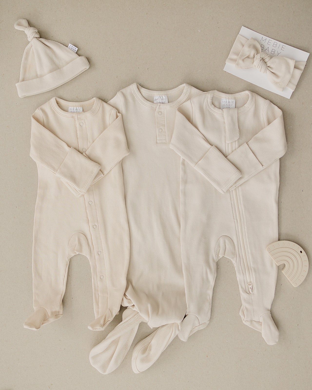 Vanilla Organic Cotton Ribbed Snap  Mebie Baby   