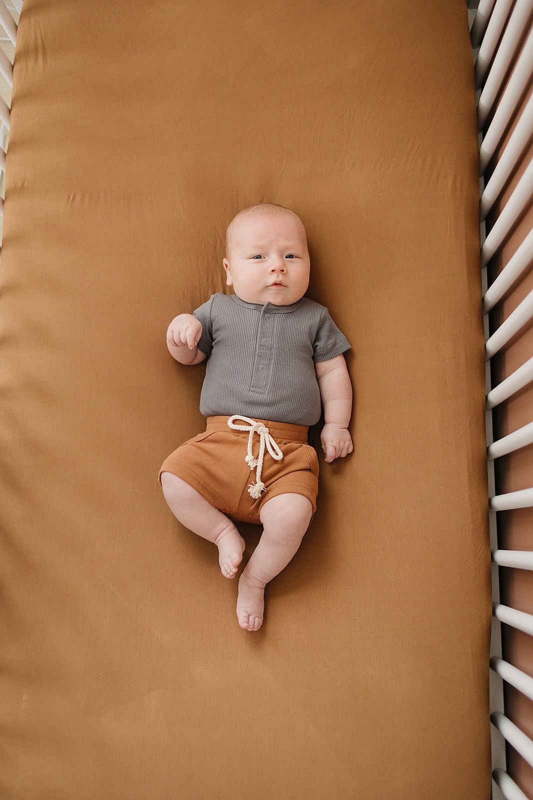 Mustard Bamboo Stretch Crib Sheet  Mebie Baby   