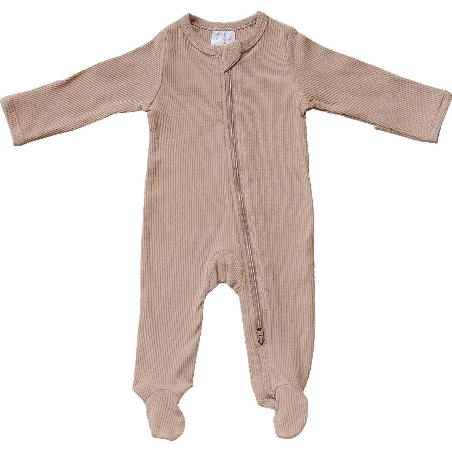 Pale Pink Organic Cotton Ribbed Zipper  Mebie Baby   