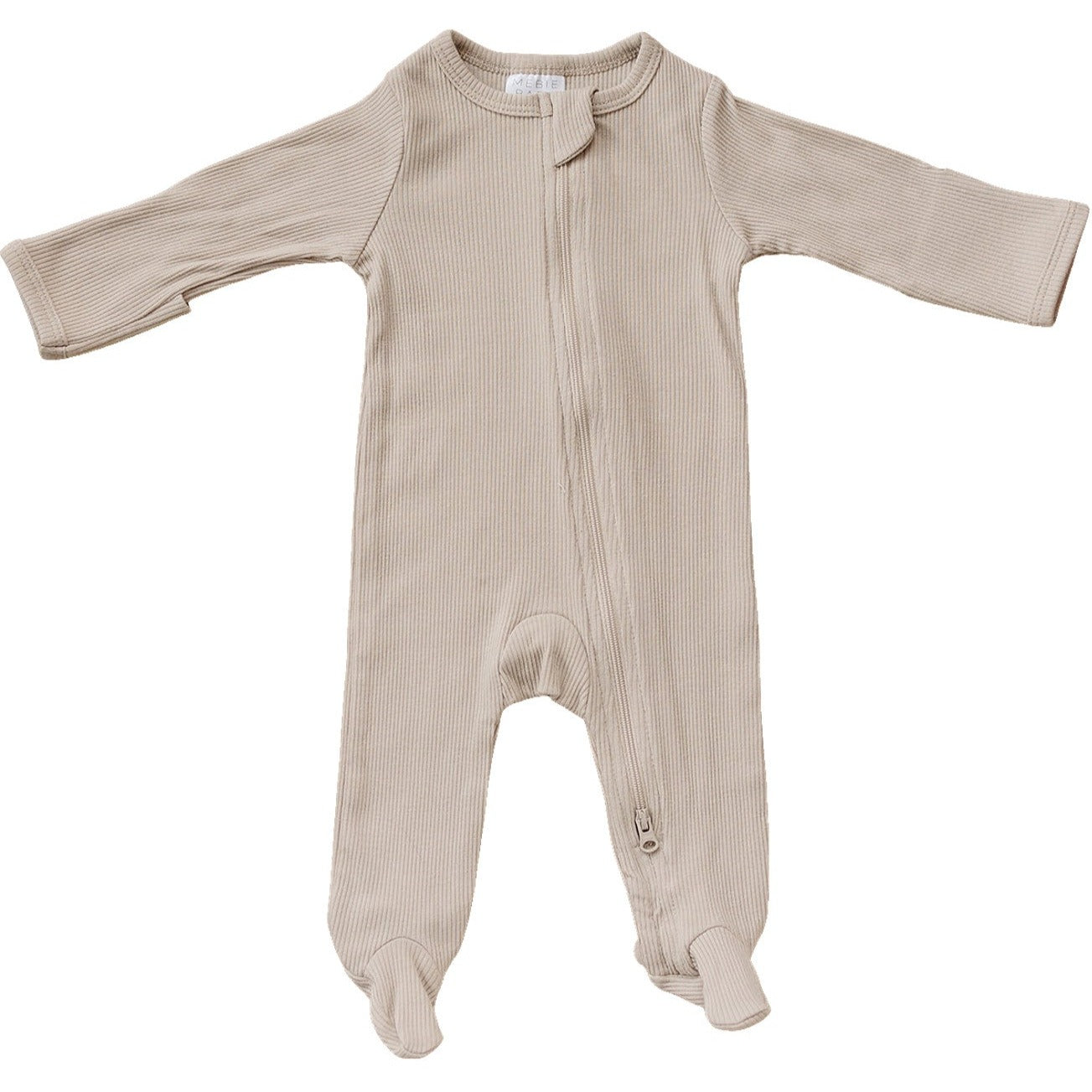 Oatmeal Organic Cotton Ribbed Zipper  Mebie Baby   