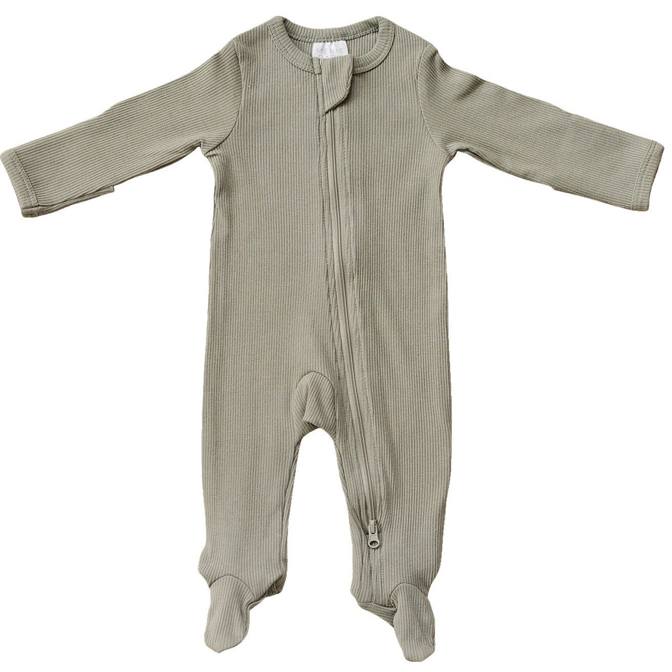 Green Organic Cotton Ribbed Zipper  Mebie Baby   