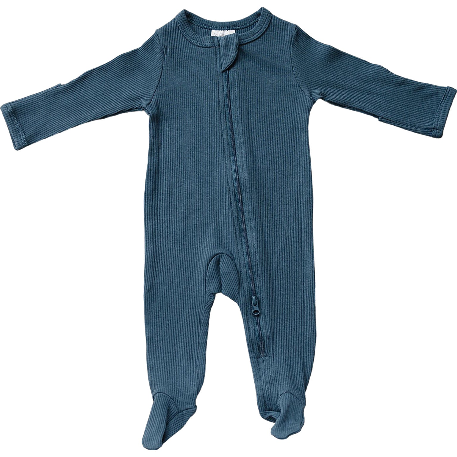 Navy Organic Cotton Ribbed Zipper  Mebie Baby   