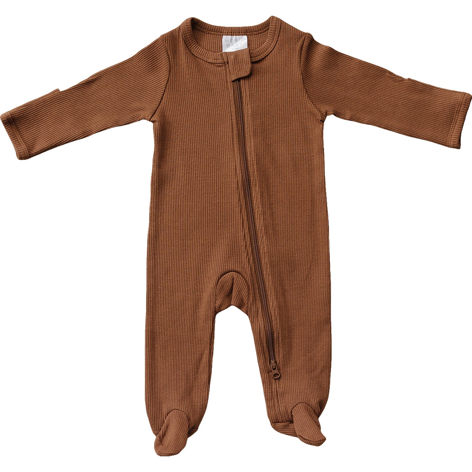 Rust Organic Cotton Ribbed Zipper  Mebie Baby   