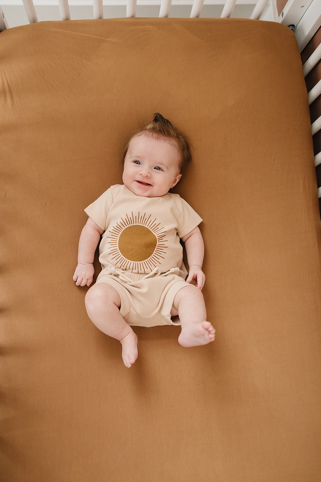 Mustard Bamboo Stretch Crib Sheet  Mebie Baby   