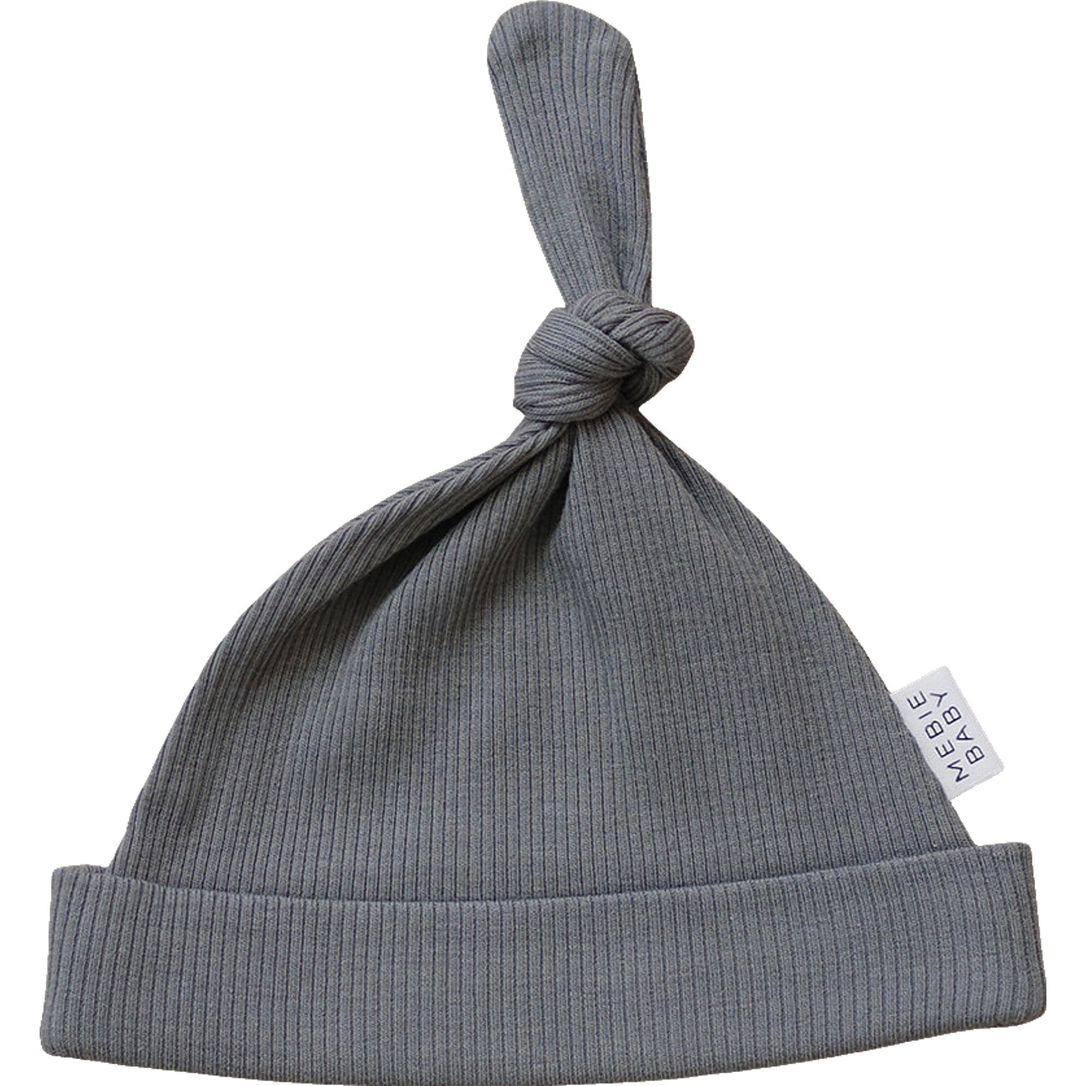 Grey Organic Ribbed Newborn Knot Hat  Mebie Baby   