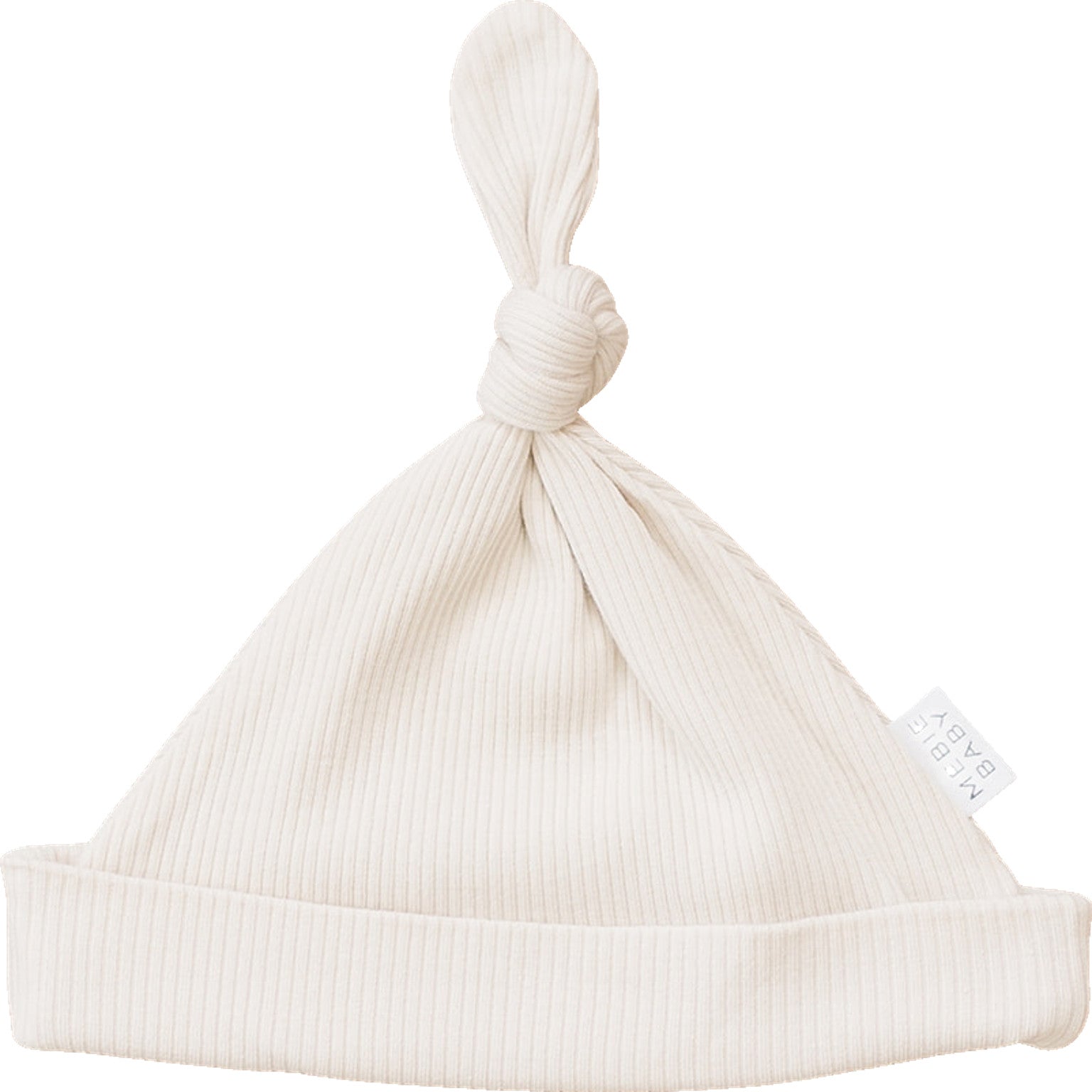 Vanilla Organic Ribbed Newborn Knot Hat  Mebie Baby   