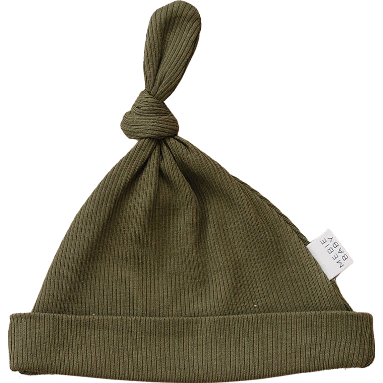 Winter Green Organic Ribbed Newborn Knot Hat  Mebie Baby   