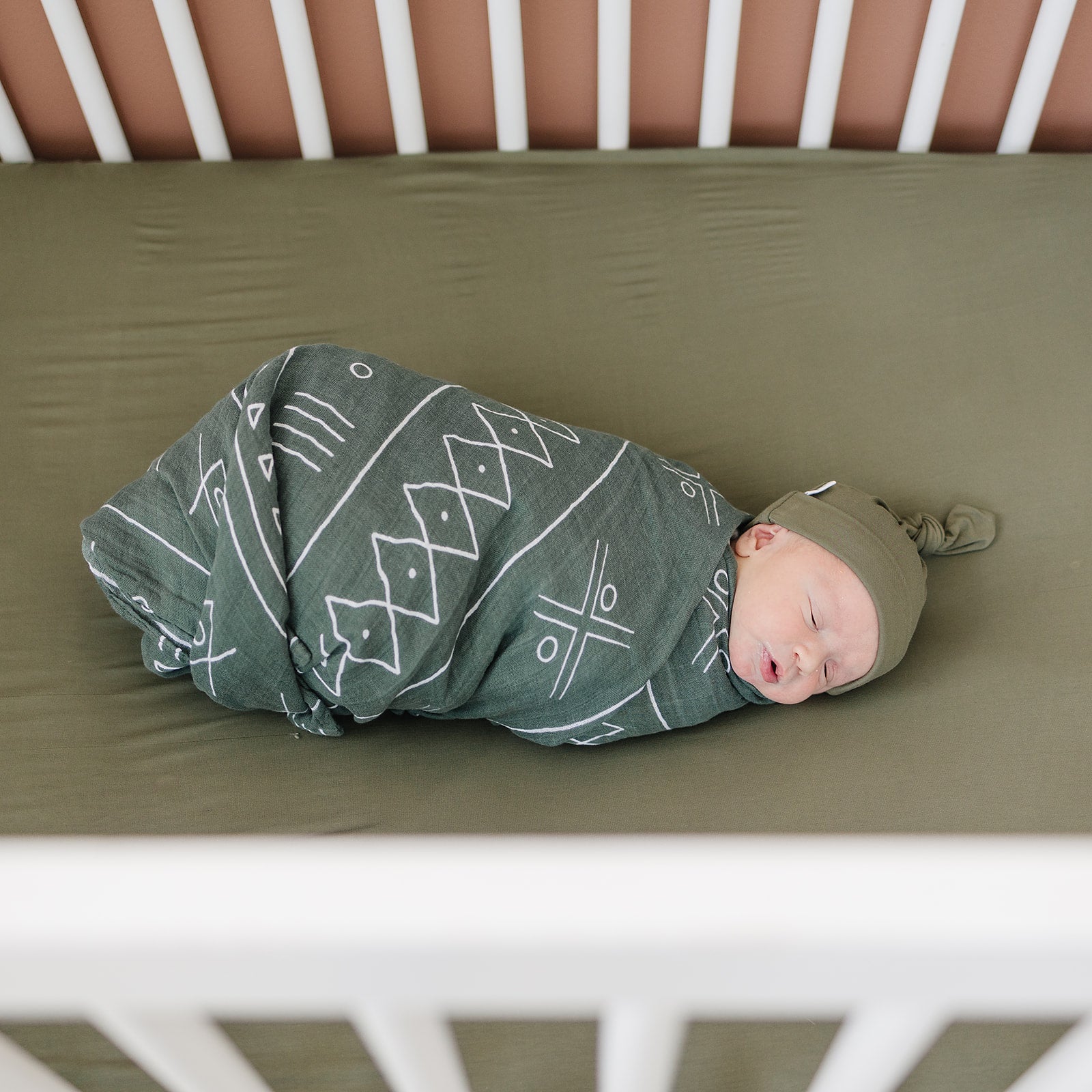 Olive Bamboo Stretch Crib Sheet  Mebie Baby   