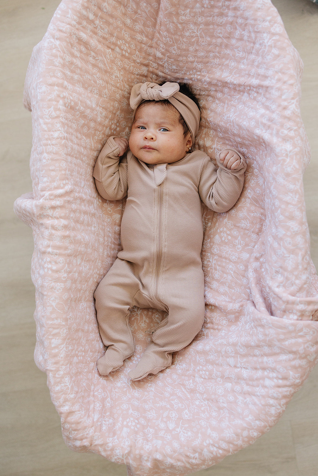 Pale Pink Organic Cotton Ribbed Zipper  Mebie Baby   