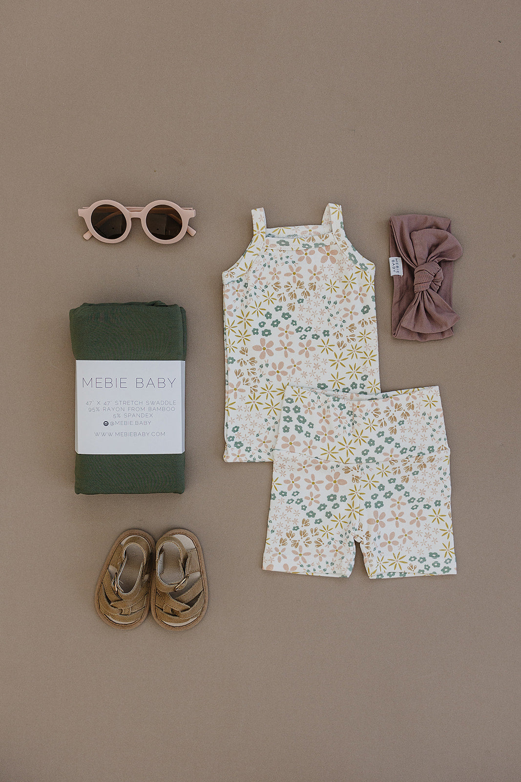 Spring Floral Tank + Biker Short Set  Mebie Baby   