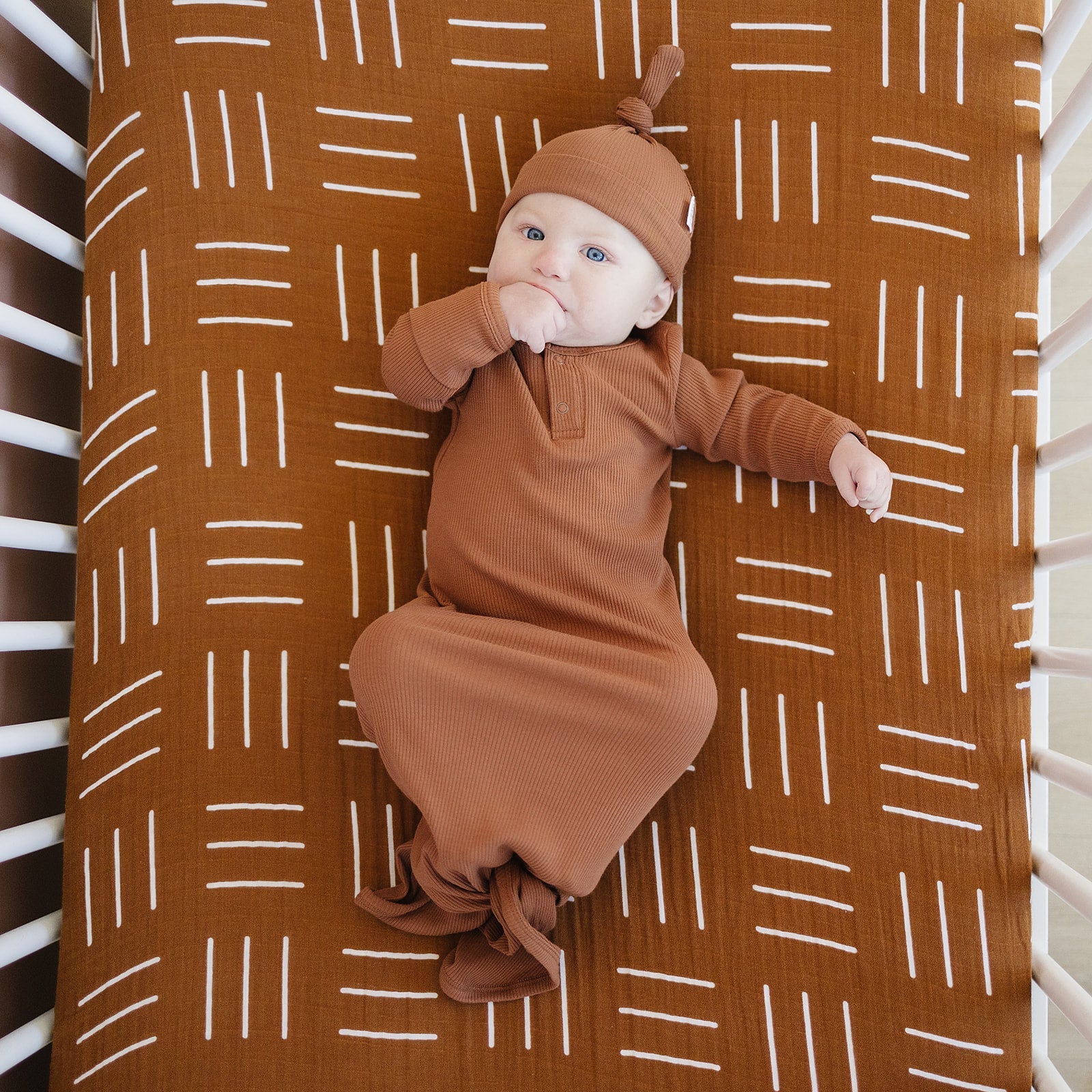 Mustard Mudcloth Muslin Crib Sheet  Mebie Baby   