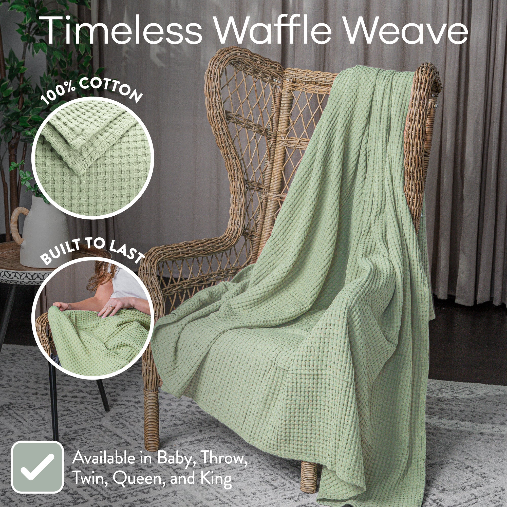 Adult Waffle Blankets by Comfy Cubs in Sage