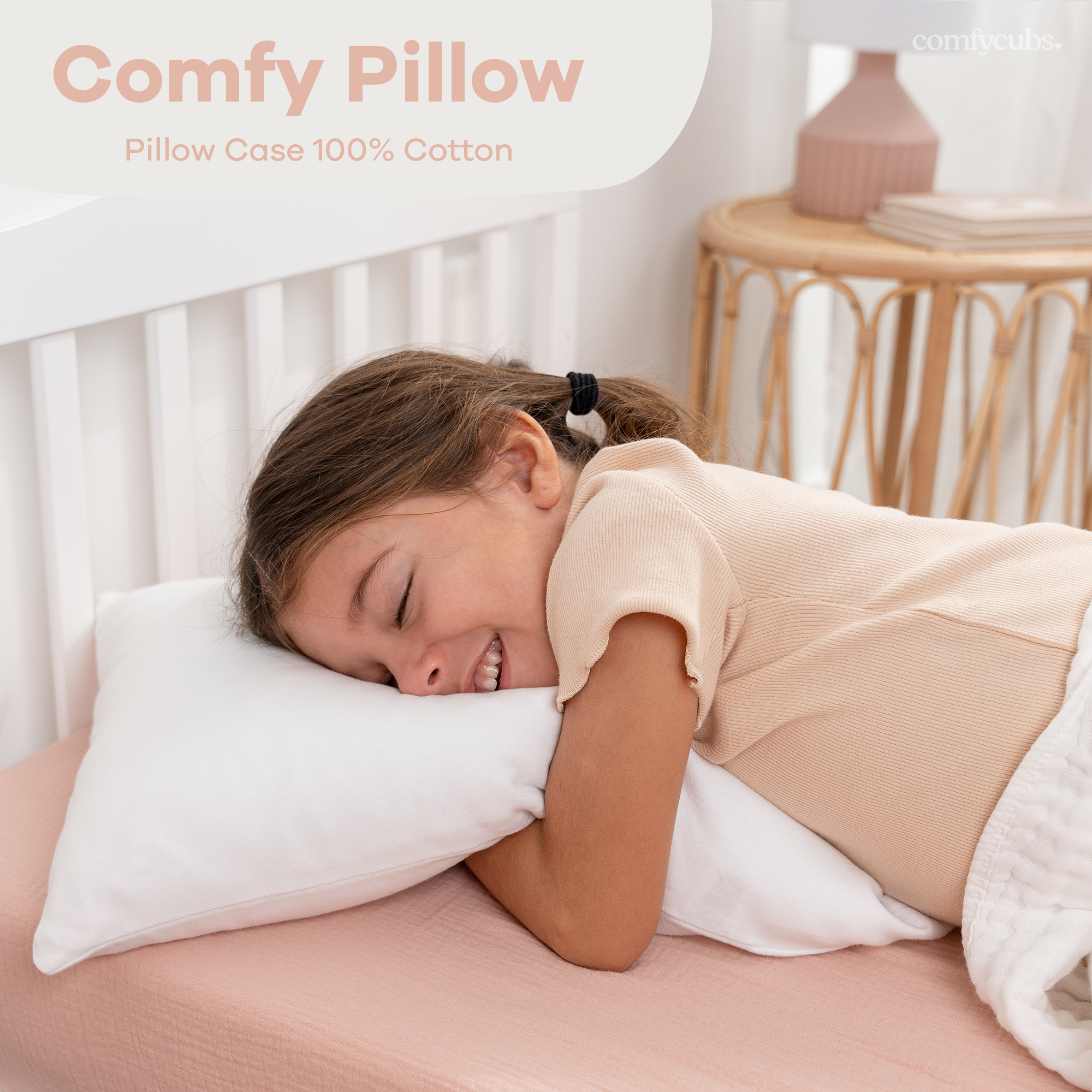 Toddler Pillows with Soft Cotton Pillow Case by Comfy Cubs - White