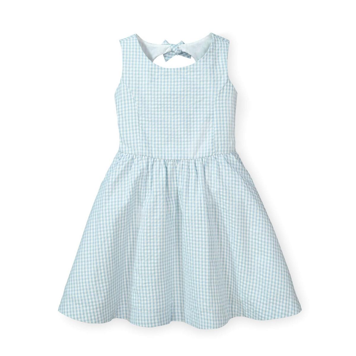 Button Back Party Dress - Blue Gingham