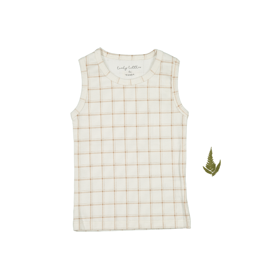 The Printed Tank - Tan Grid Tank Lovely Littles   