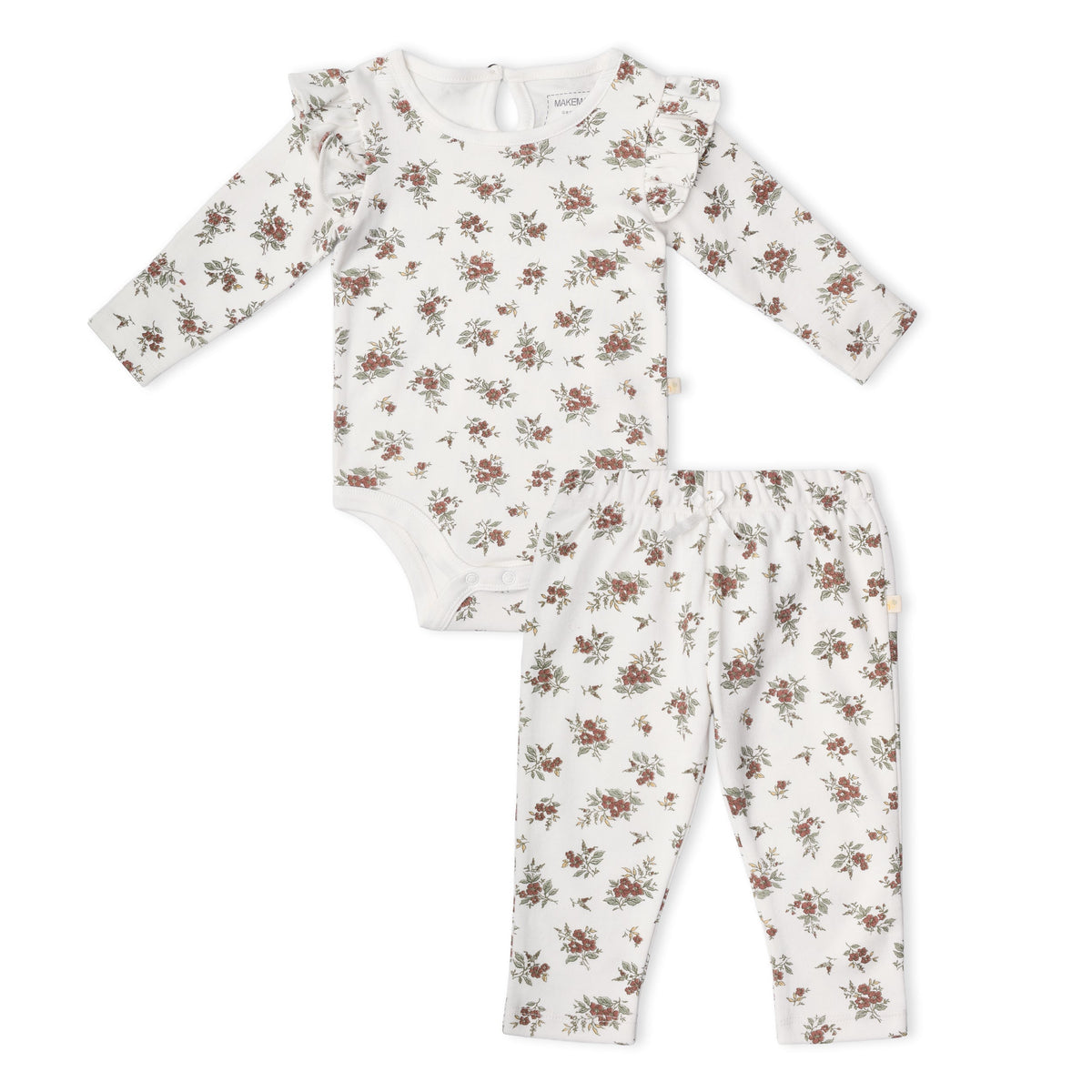 Organic Ruffle Bodysuit & Pants Set - Winter Berry