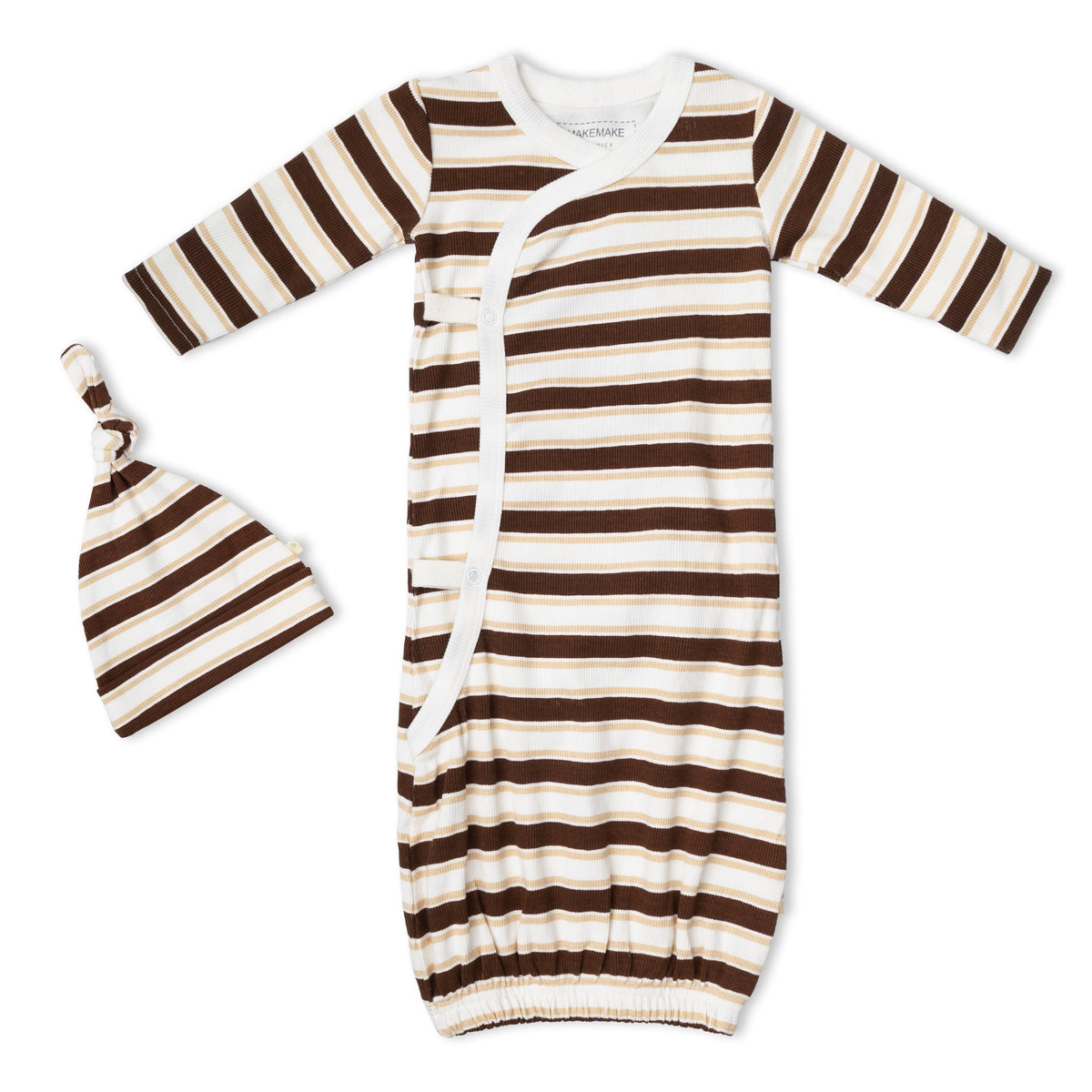 Organic Kimono Infant Sleep Gown - Cocoa Stripe