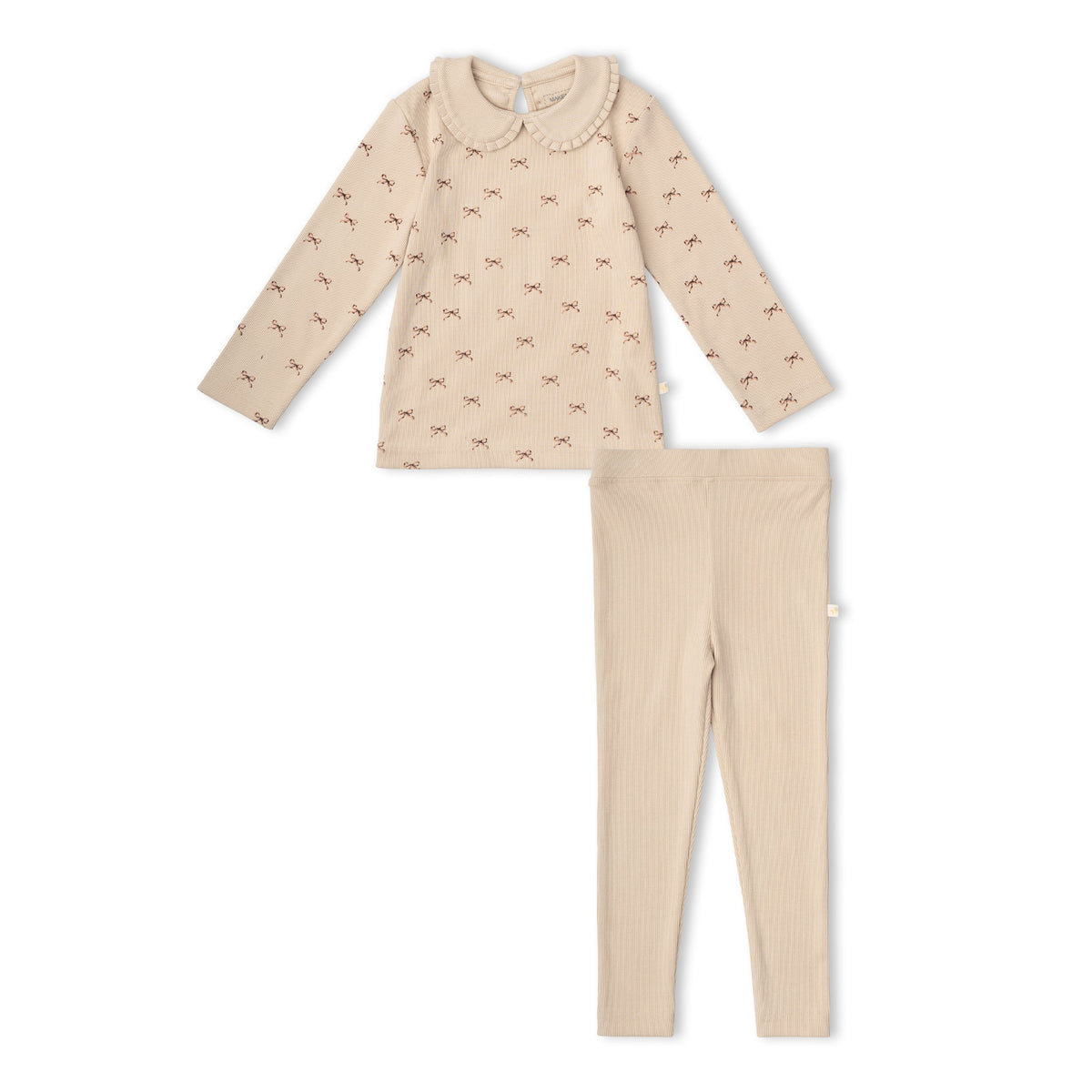 Organic Ruffle Collar Top & Legging Set - Tiny Bows