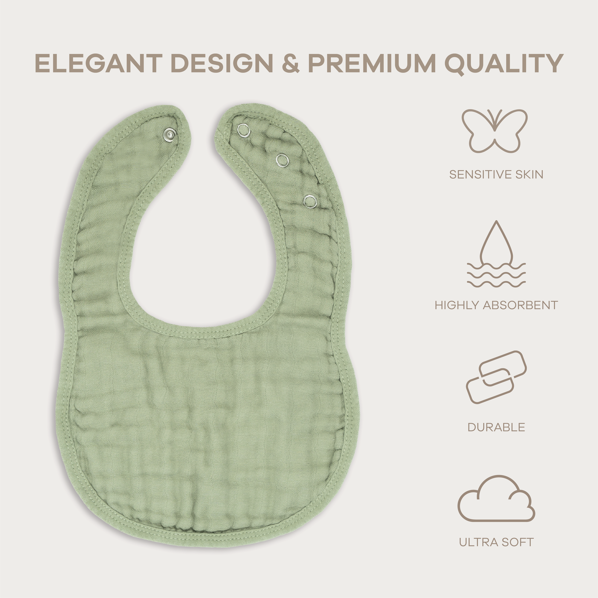 Muslin Bibs in Sage