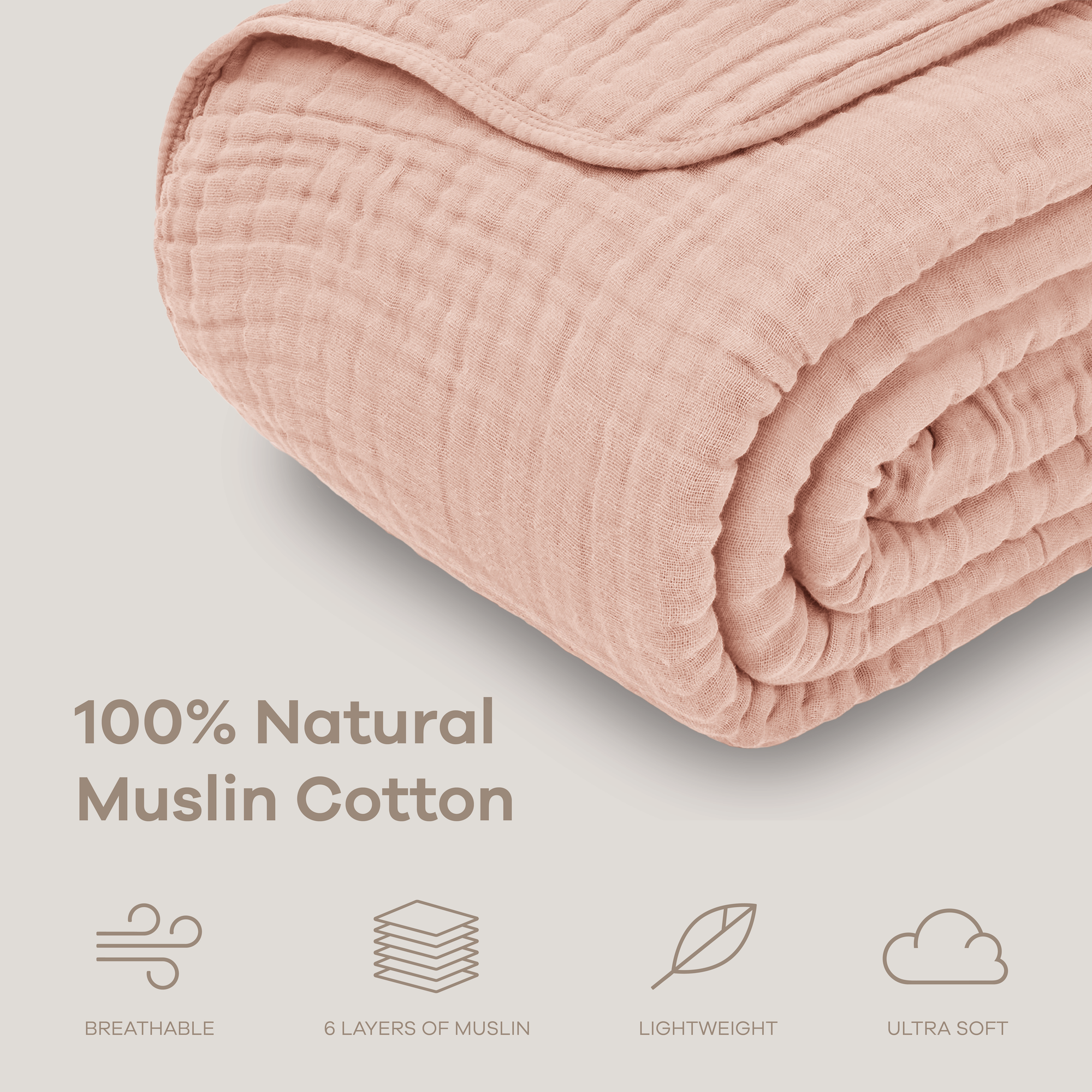 Adult Muslin Blanket in Blush