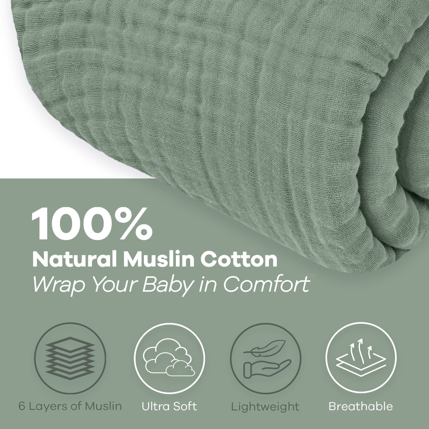 Adult Muslin Blanket by Comfy Cubs in Fern