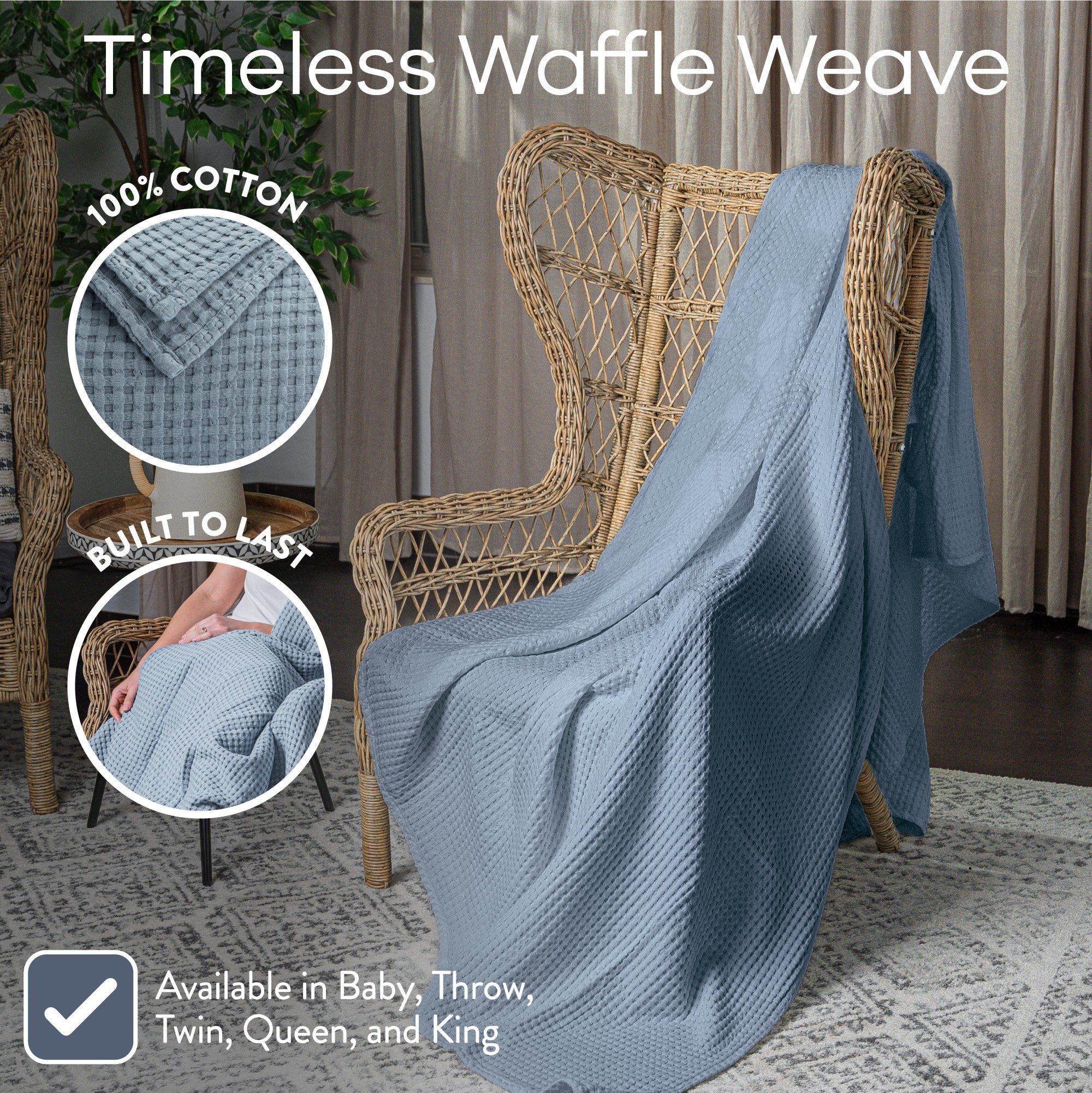 Adult Waffle Blankets by Comfy Cubs in Pacific Blue