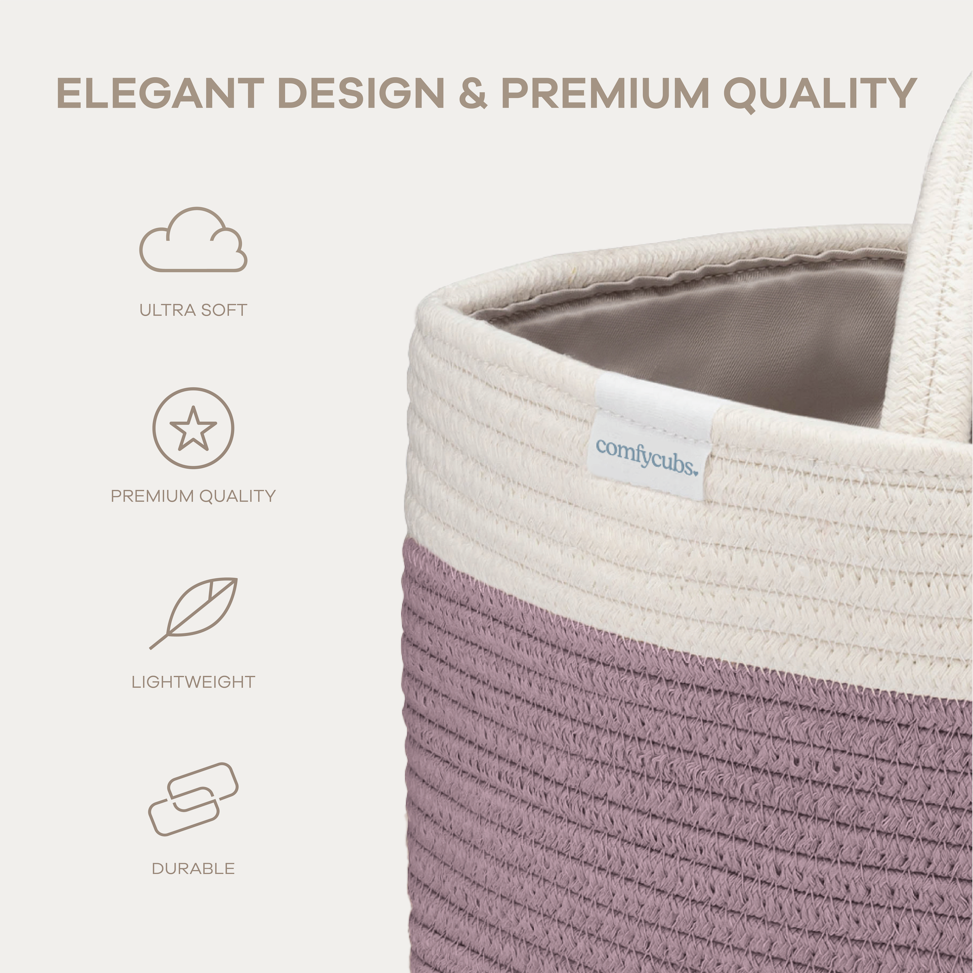 Rope Diaper Caddy in Mauve