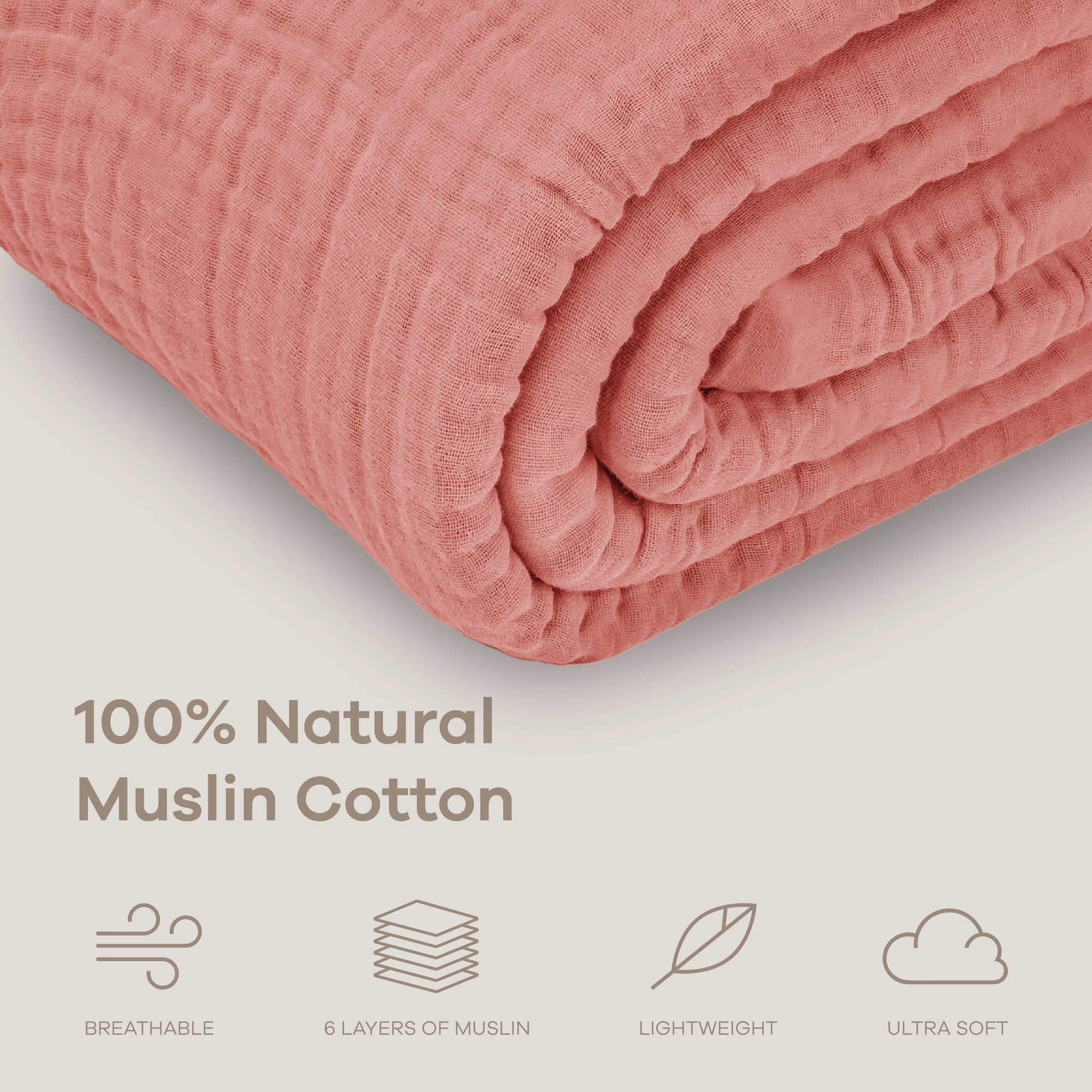 Adult Muslin Blanket in Dusty Rose