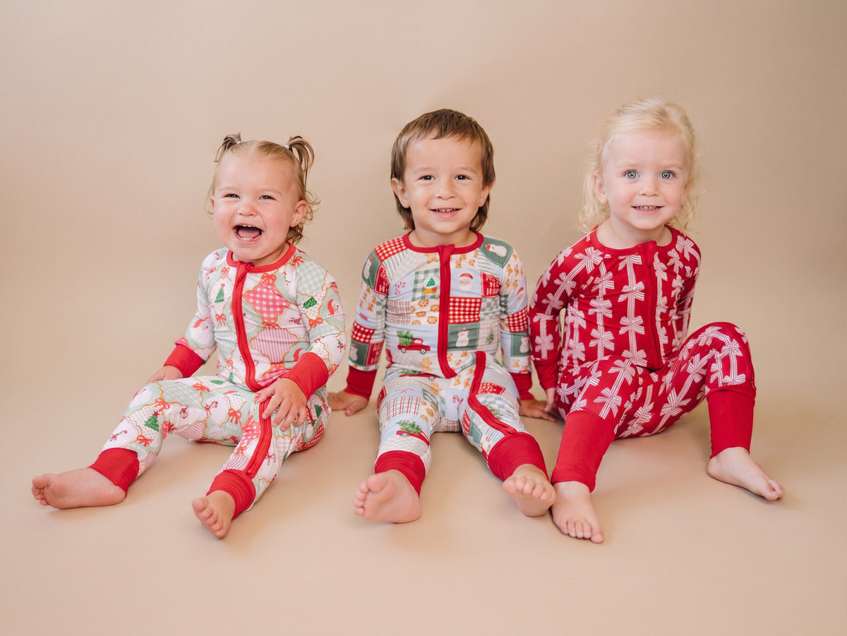 Bamboo Zip Romper | Red Bows