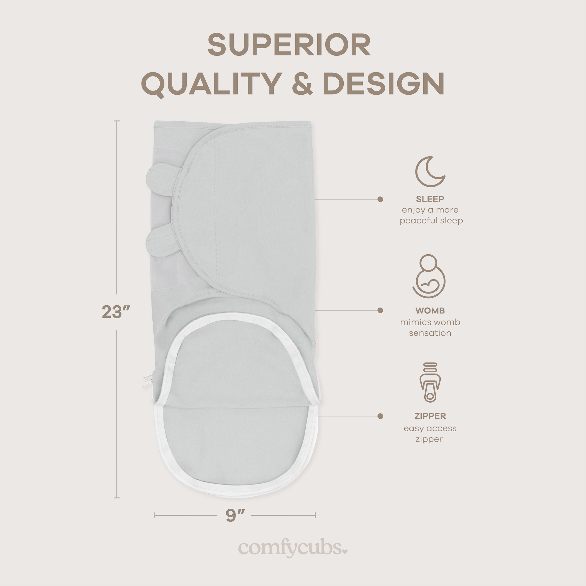Easy Swaddle Blankets with Zipper in Stone, Sage, Azul