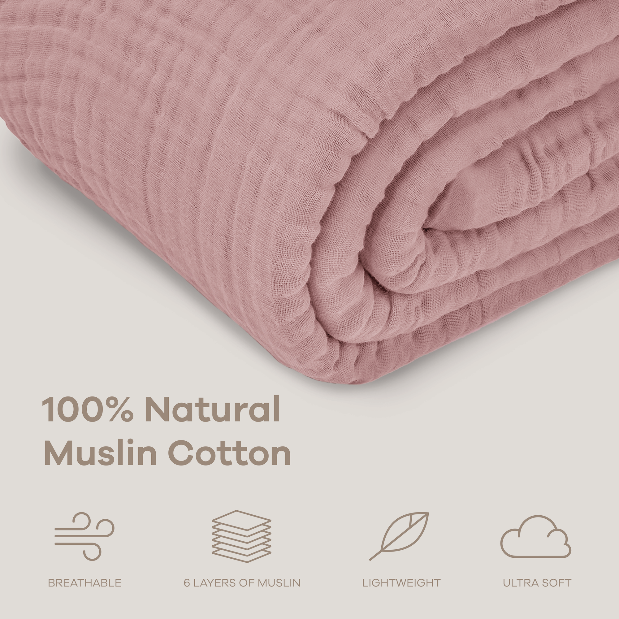 Adult Muslin Blanket in Mauve