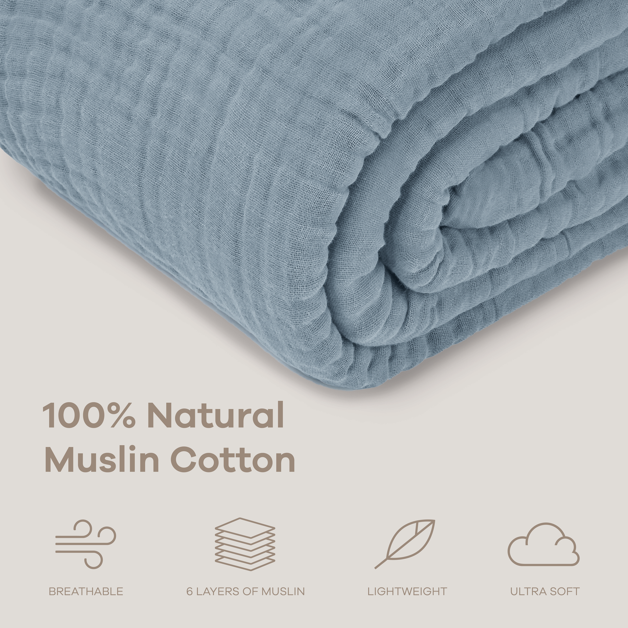 Adult Muslin Blanket in Pacific Blue