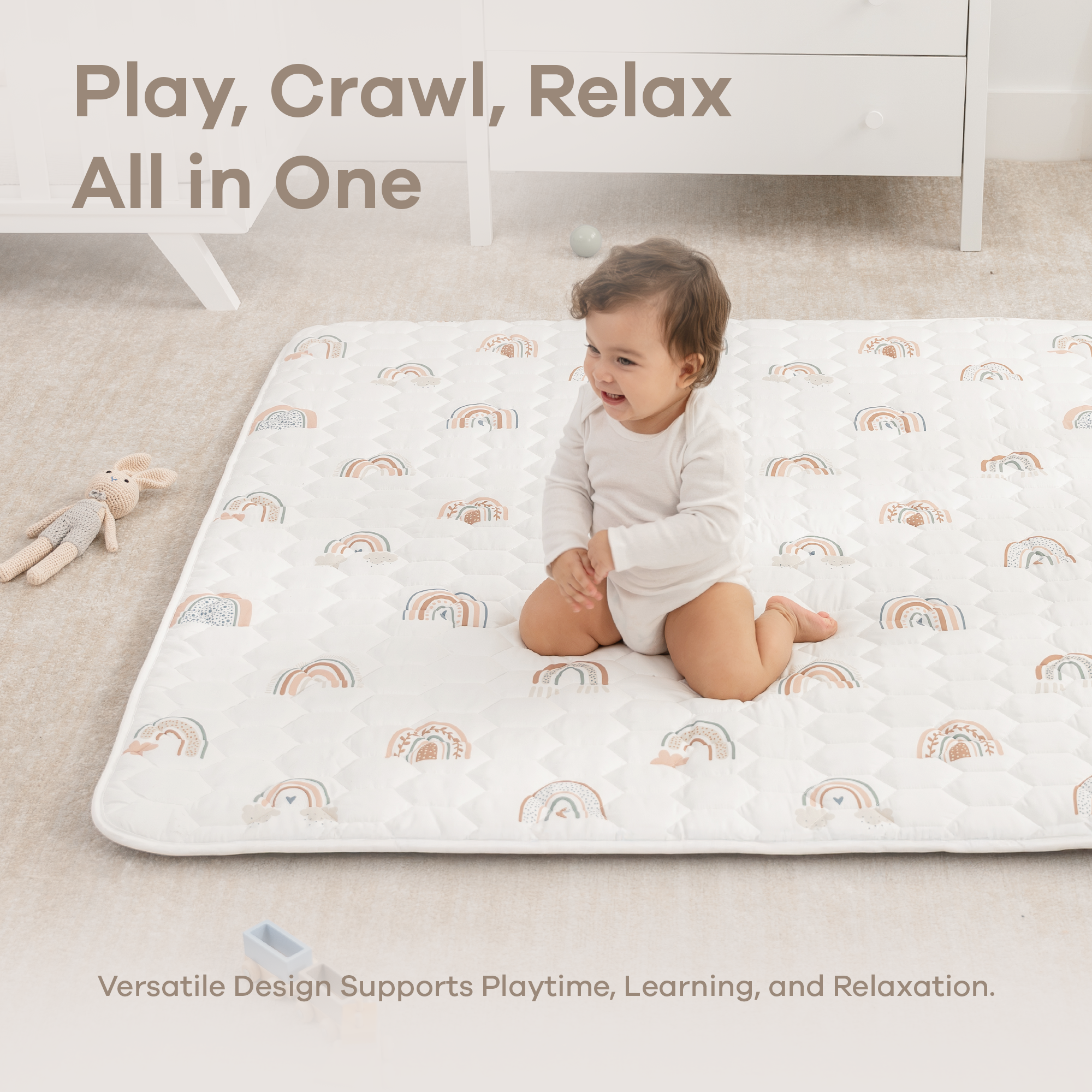 Play Mat with Non-Slip Bottom in Rainbow