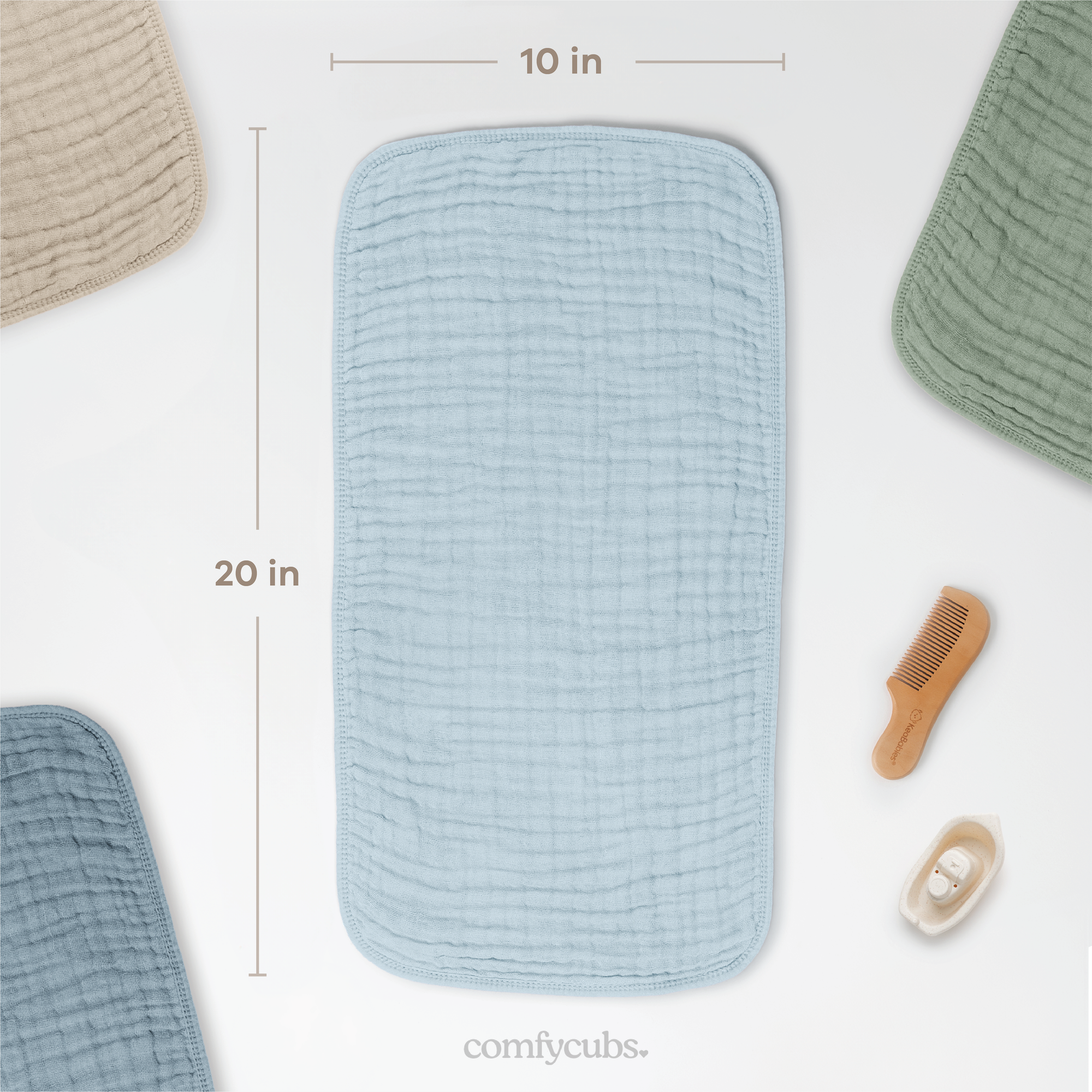 Muslin Burp Cloths in Sky Blue
