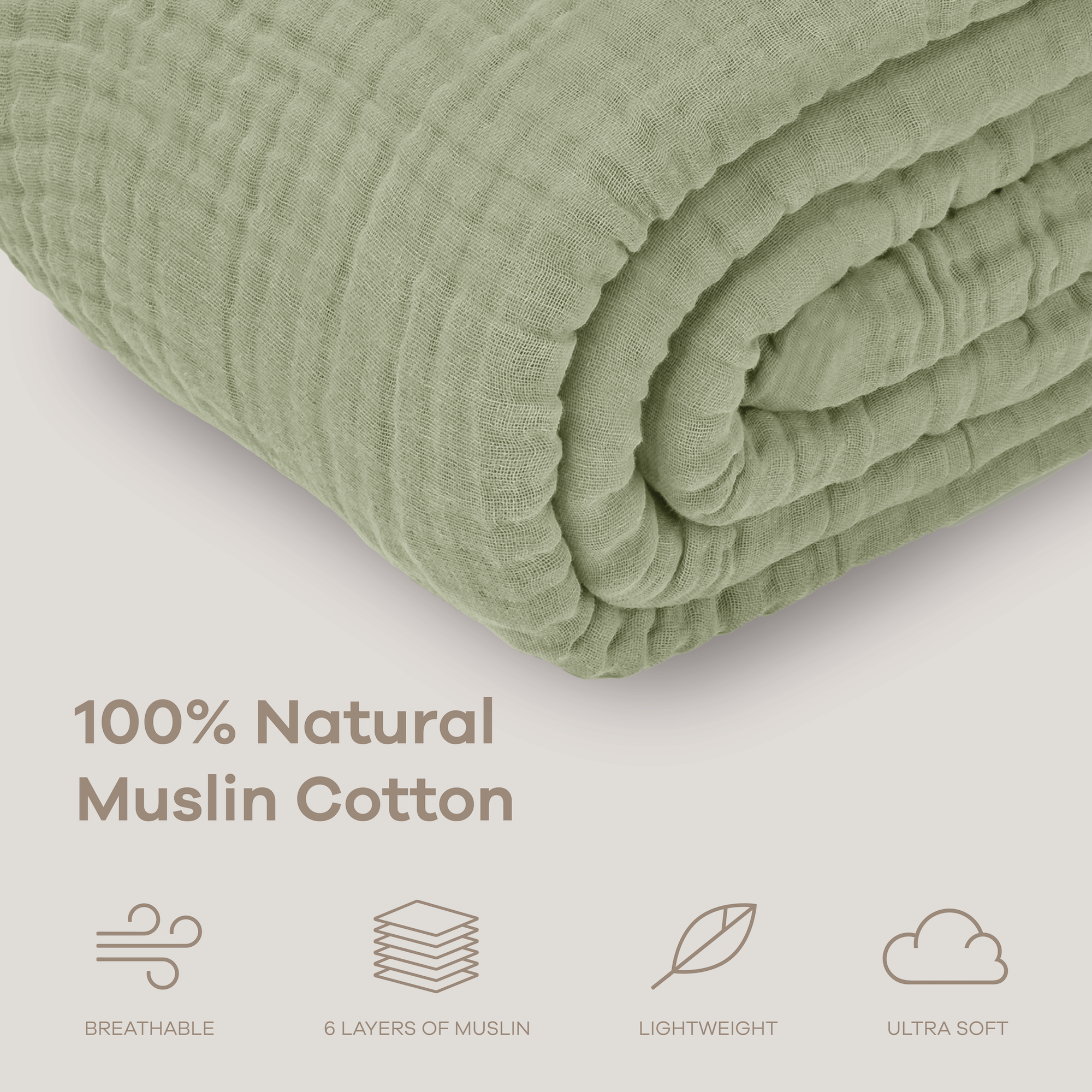 Adult Muslin Blanket in Sage