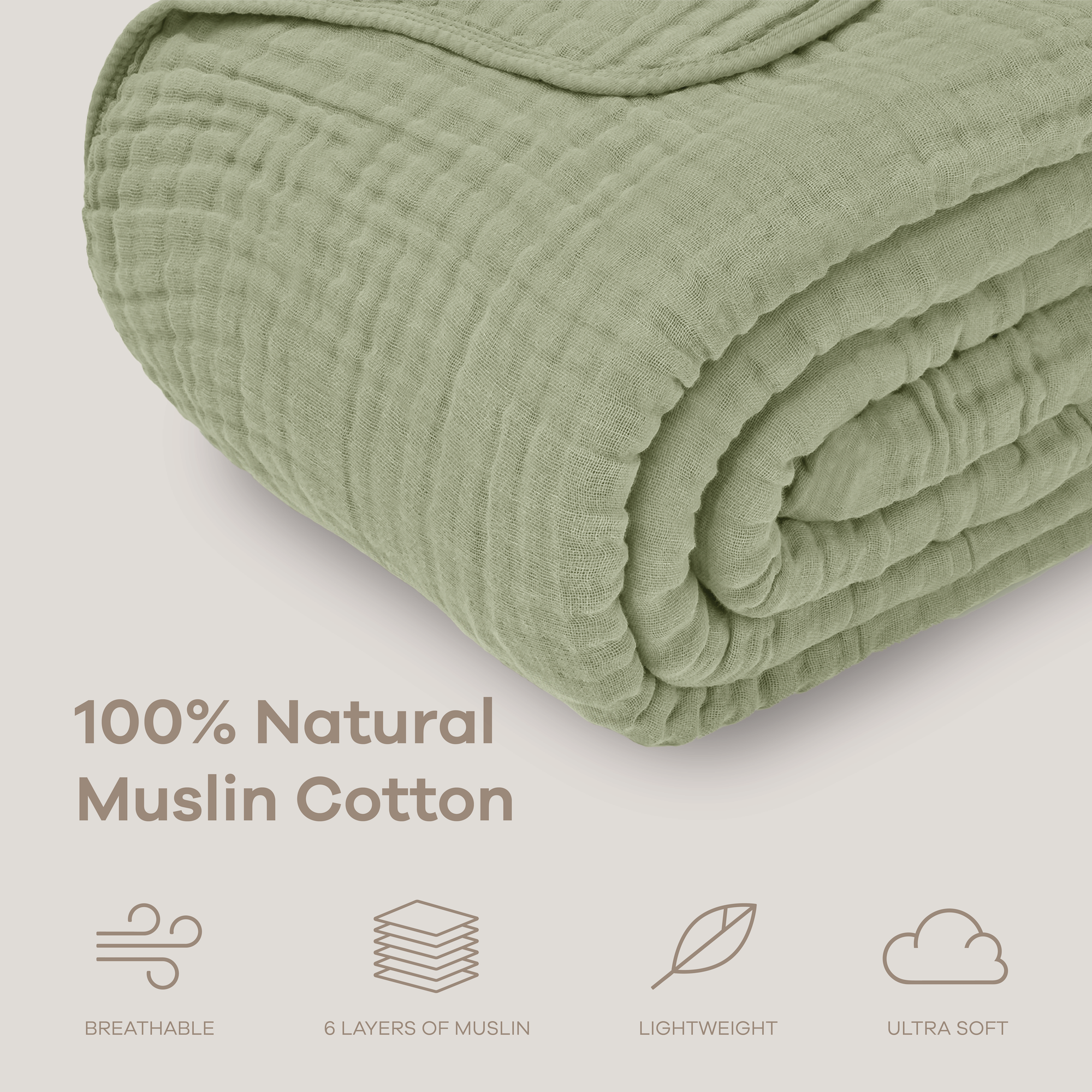 Adult Muslin Blanket in Sage
