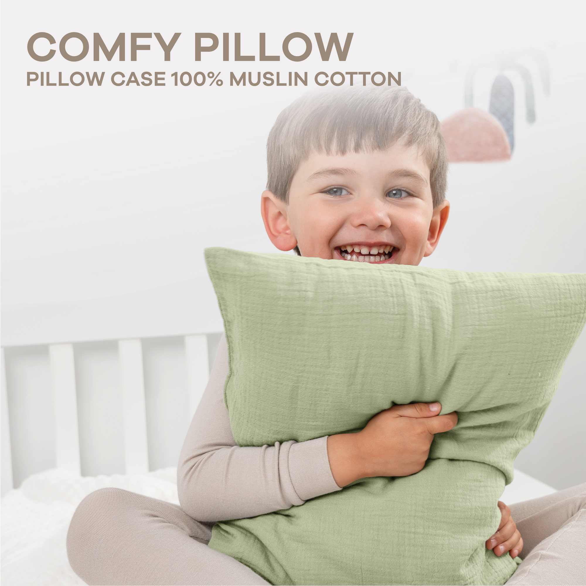 Toddler Pillows with Soft Muslin Pillow Case in Sage