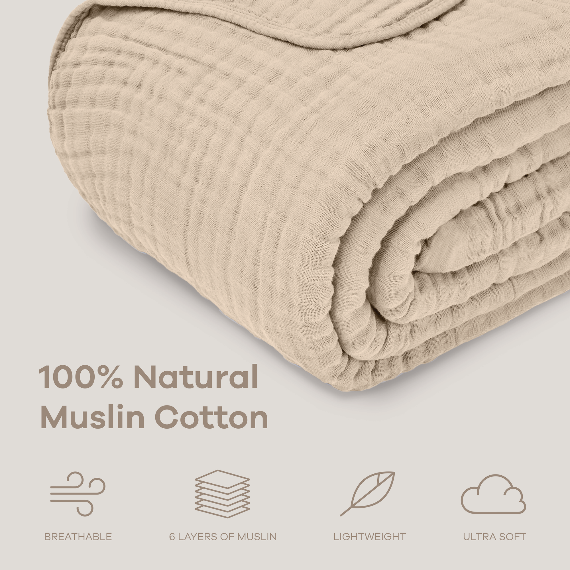 Adult Muslin Blanket in Sand