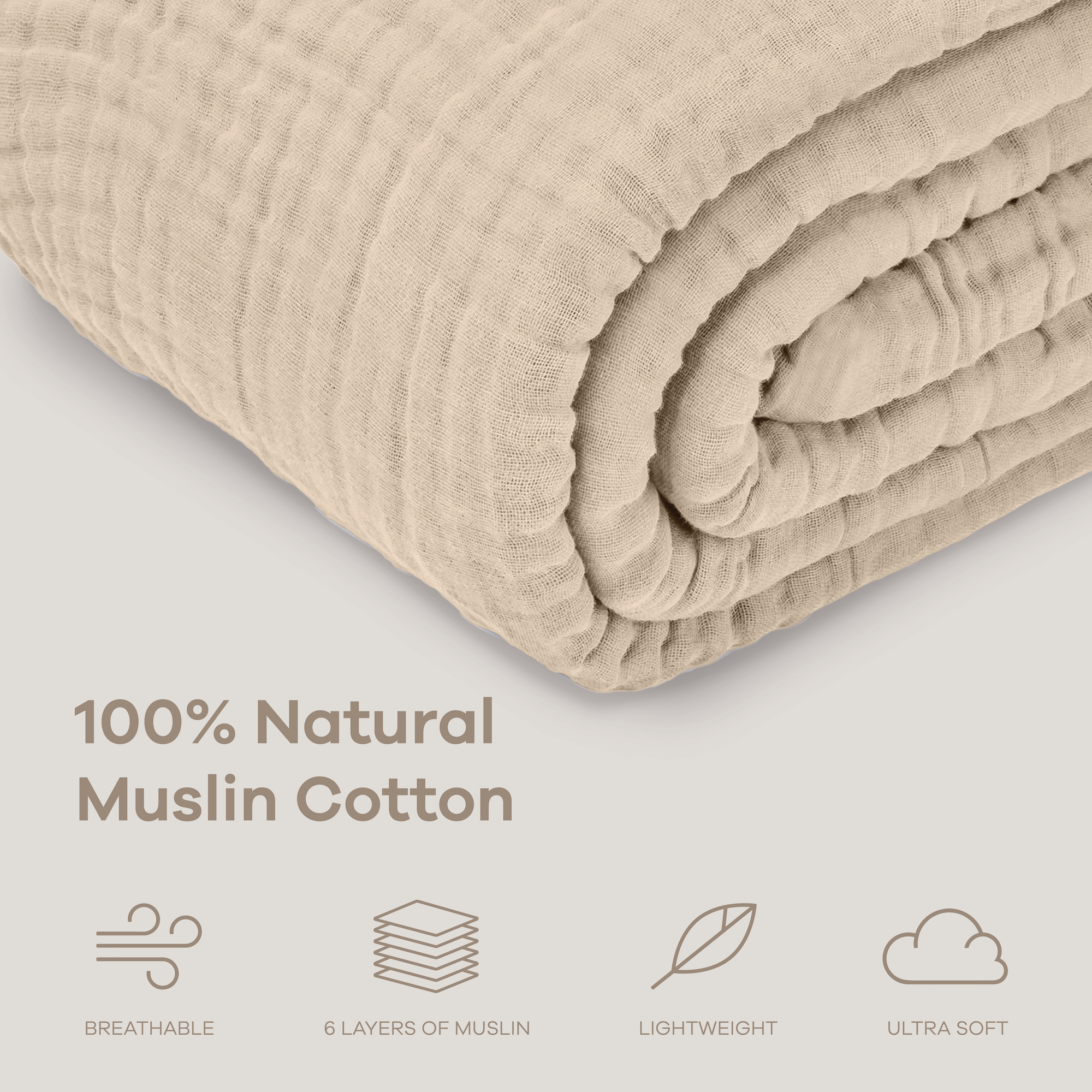Adult Muslin Blanket in Sand