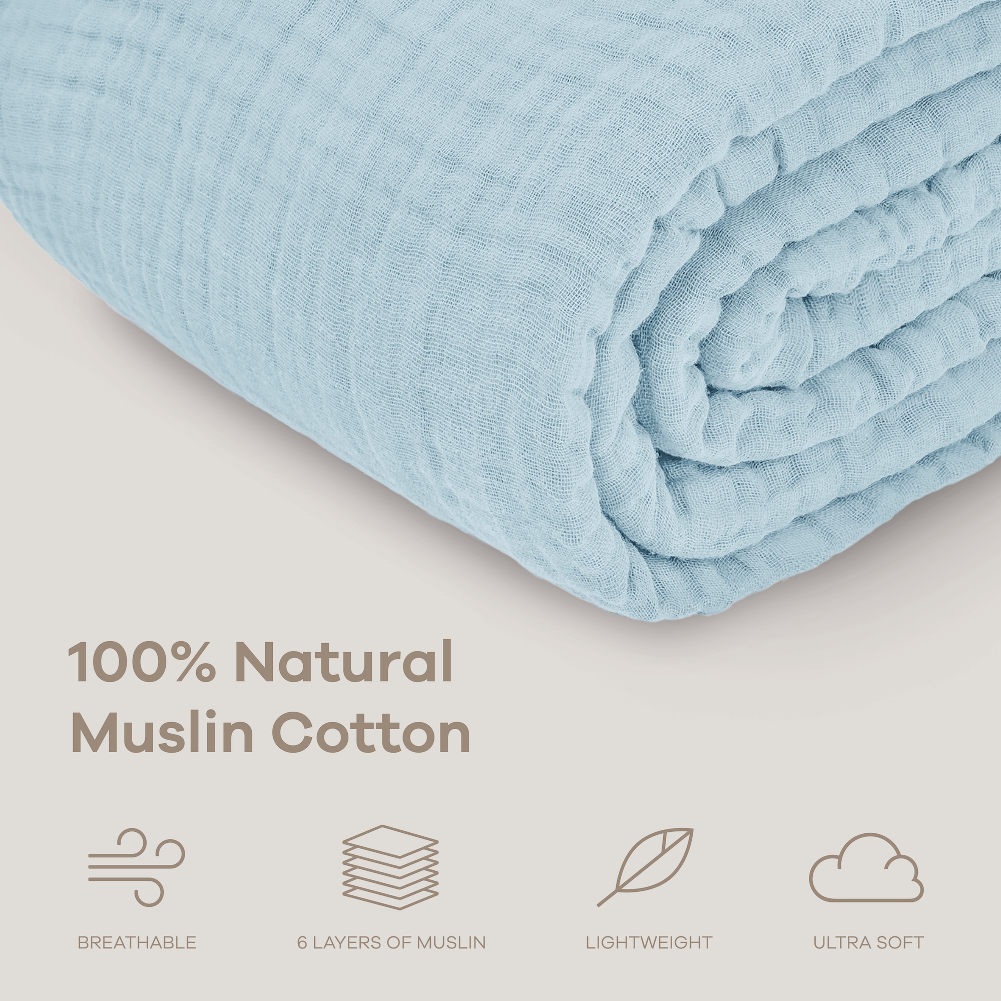 Adult Muslin Blanket in Sky Blue