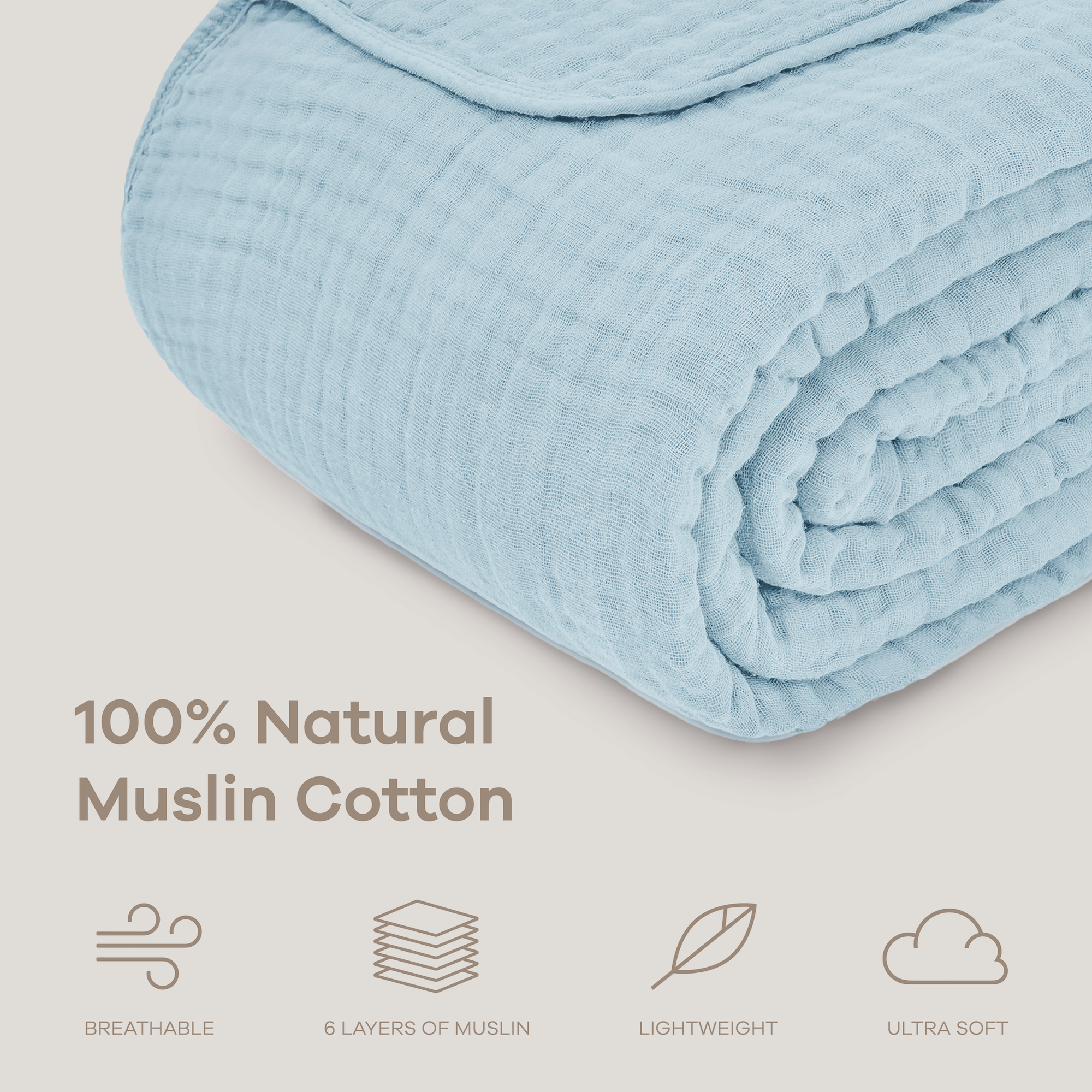 Adult Muslin Blanket in Sky Blue