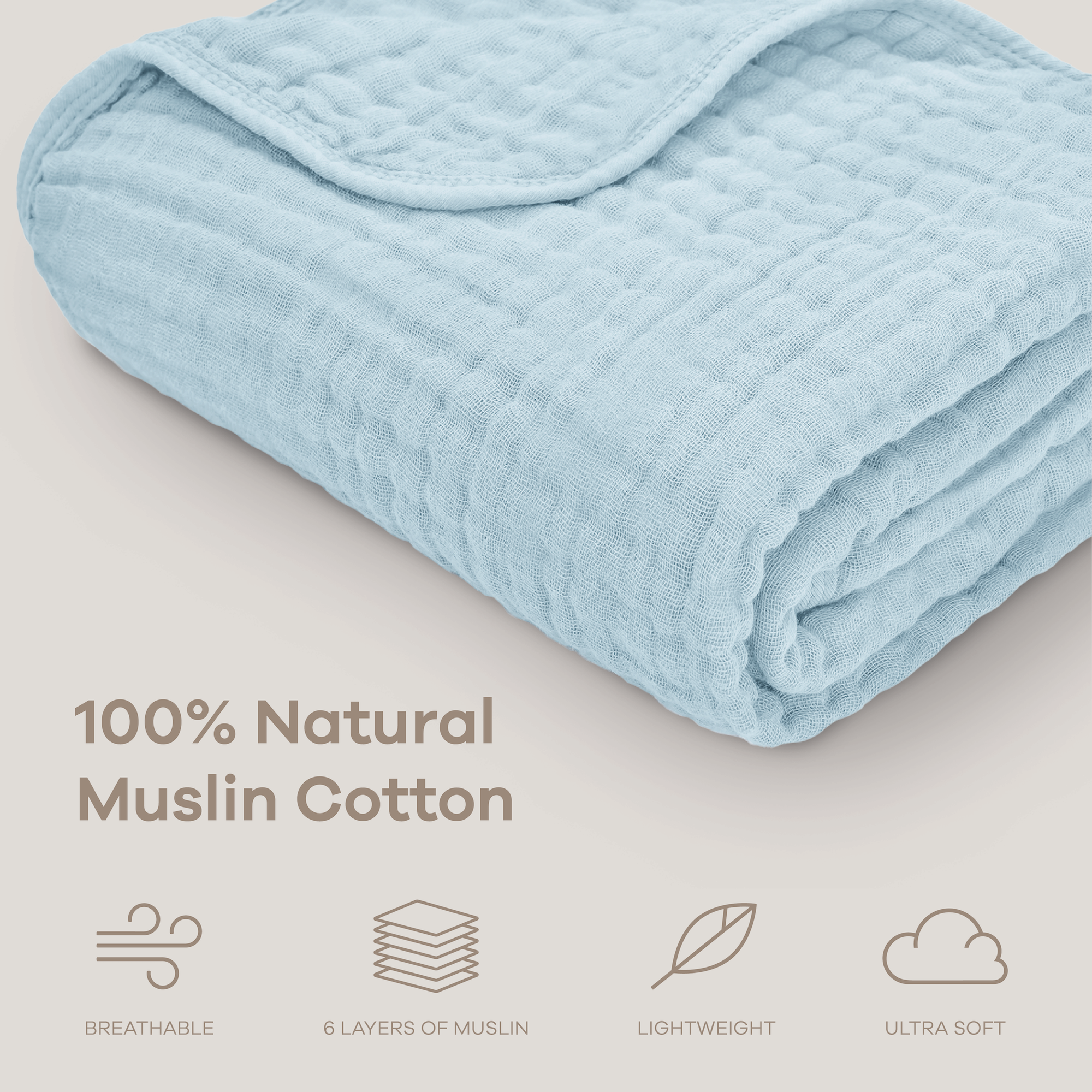 Baby Muslin Blanket in Sky Blue