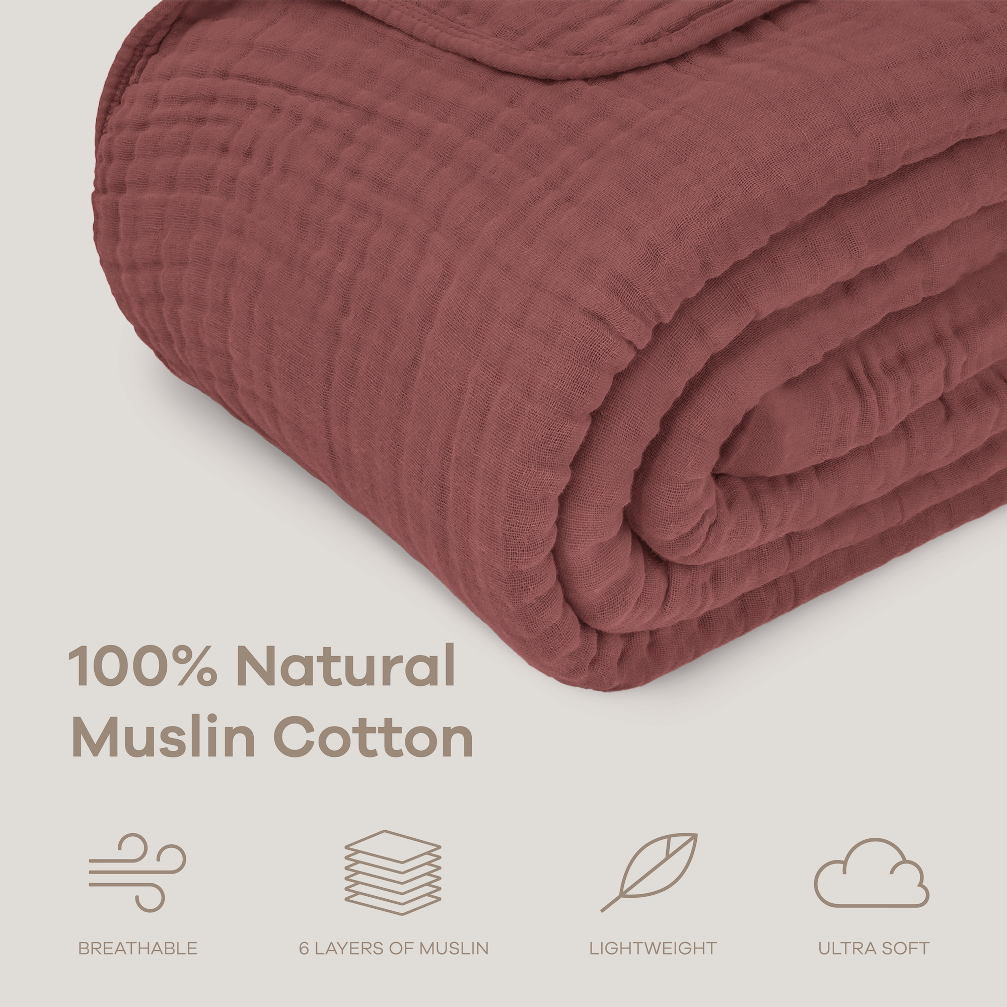 Adult Muslin Blanket in Wine