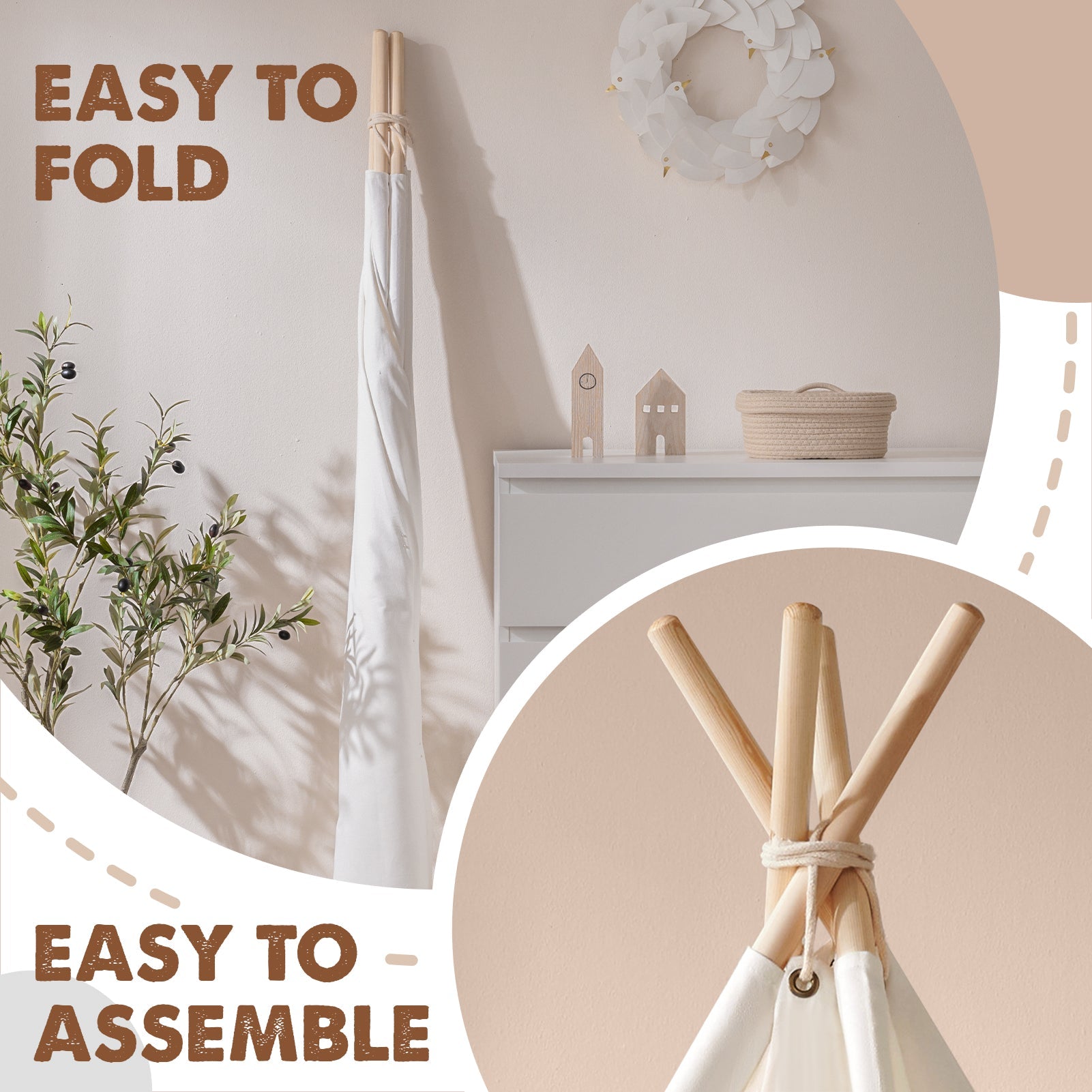 Tiny Land® Teepee Tent for Kids with Mat – Indoor Play Tent with Floor Mat