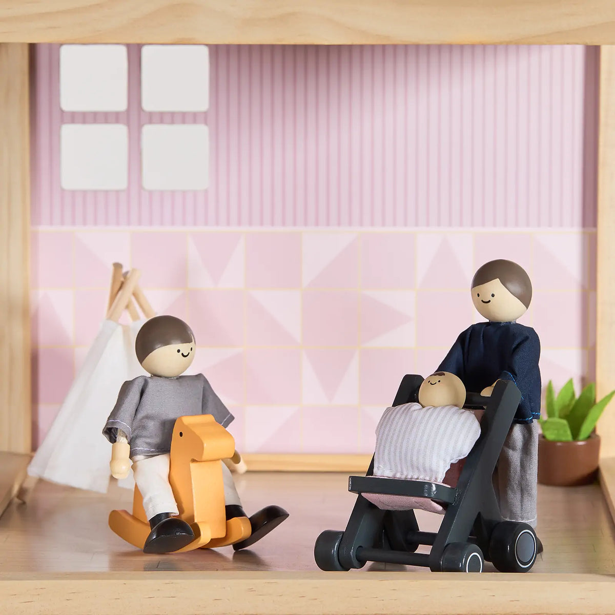Tiny Land® Sweetwood Love Dollhouse & Wooden Dollhouse Dolls