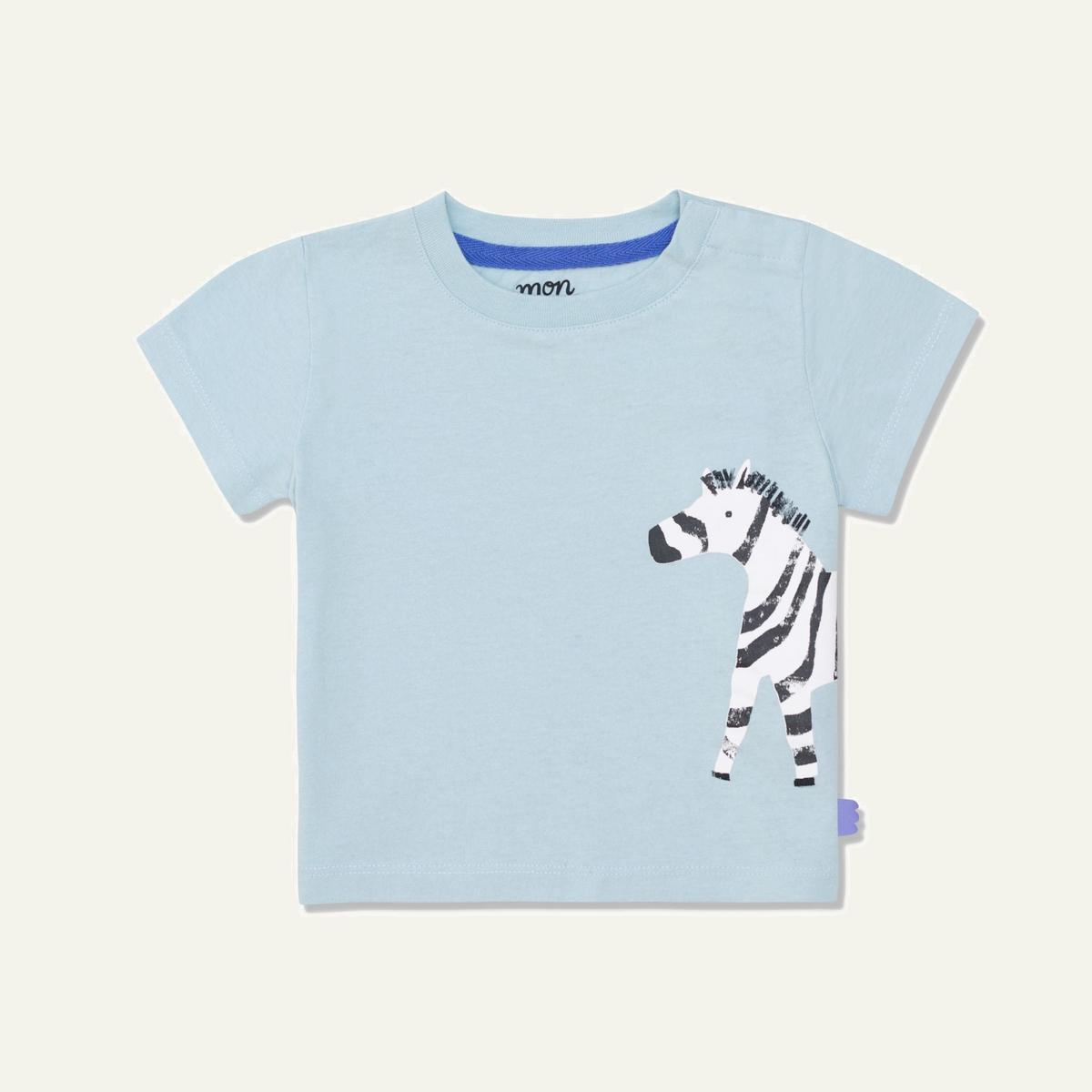 Recycled Cotton Zebra Baby T-shirt - Sterling Blue