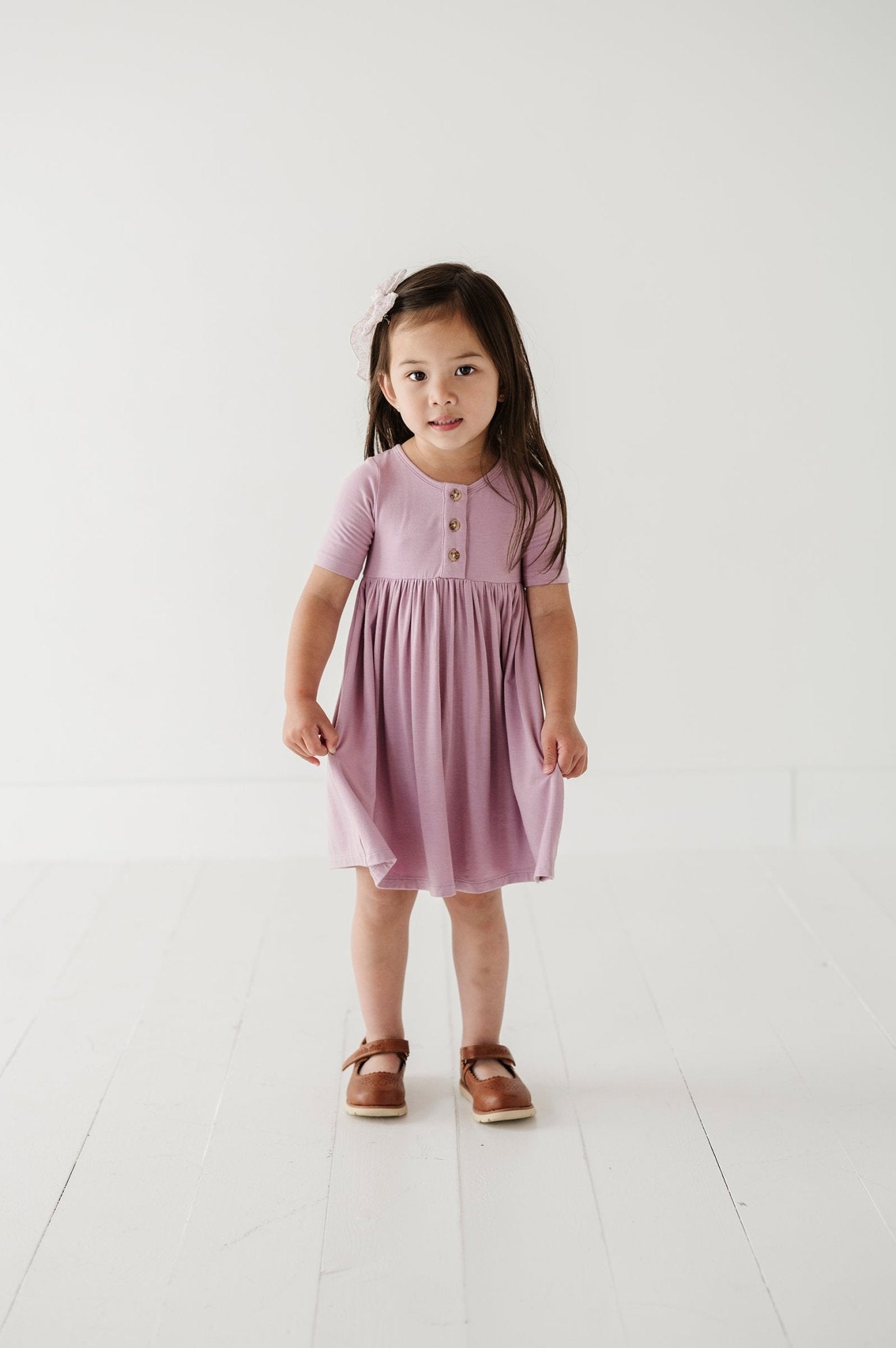 Girl's Short Sleeve Henley Dress