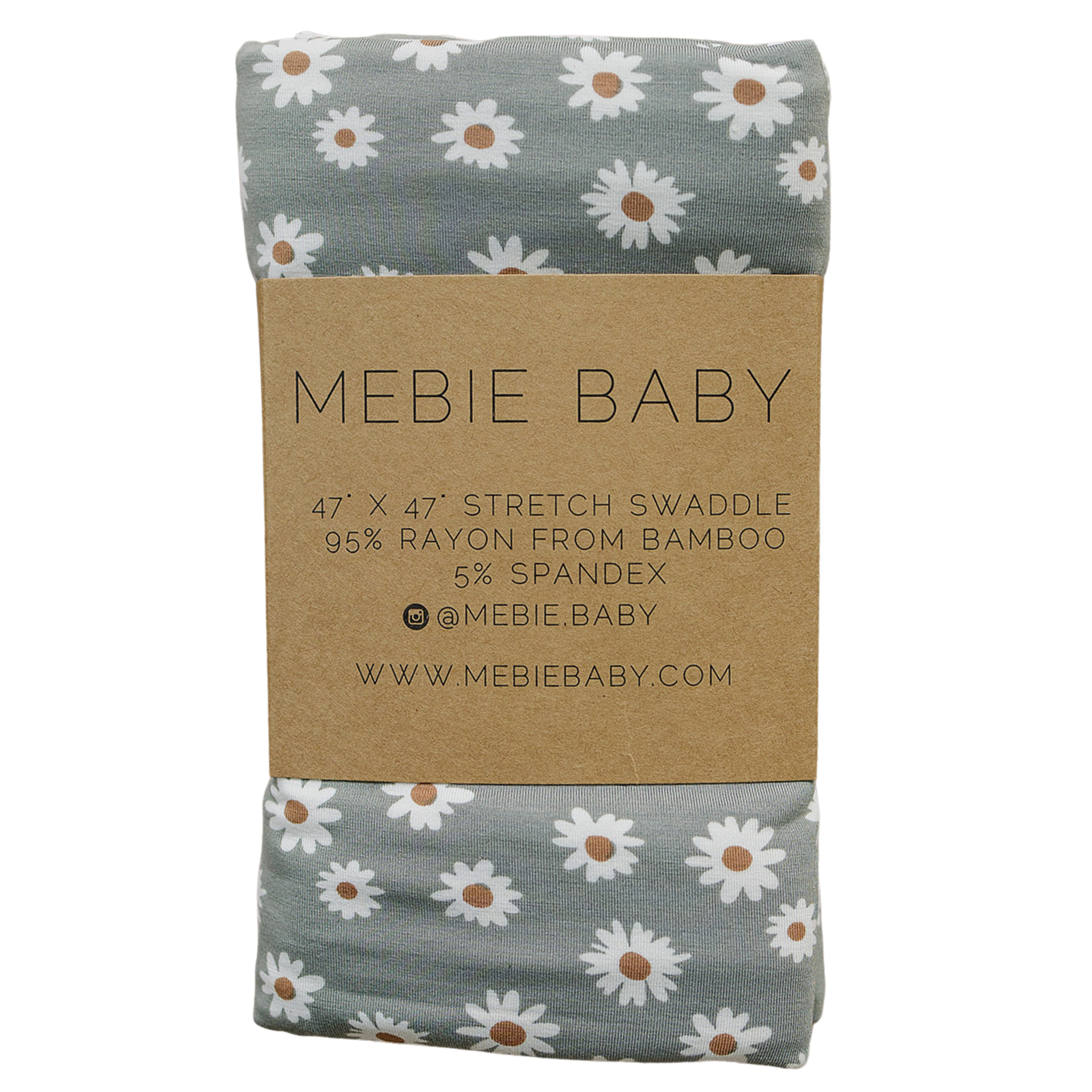 Light Green Daisy Bamboo Stretch Swaddle  Mebie Baby   