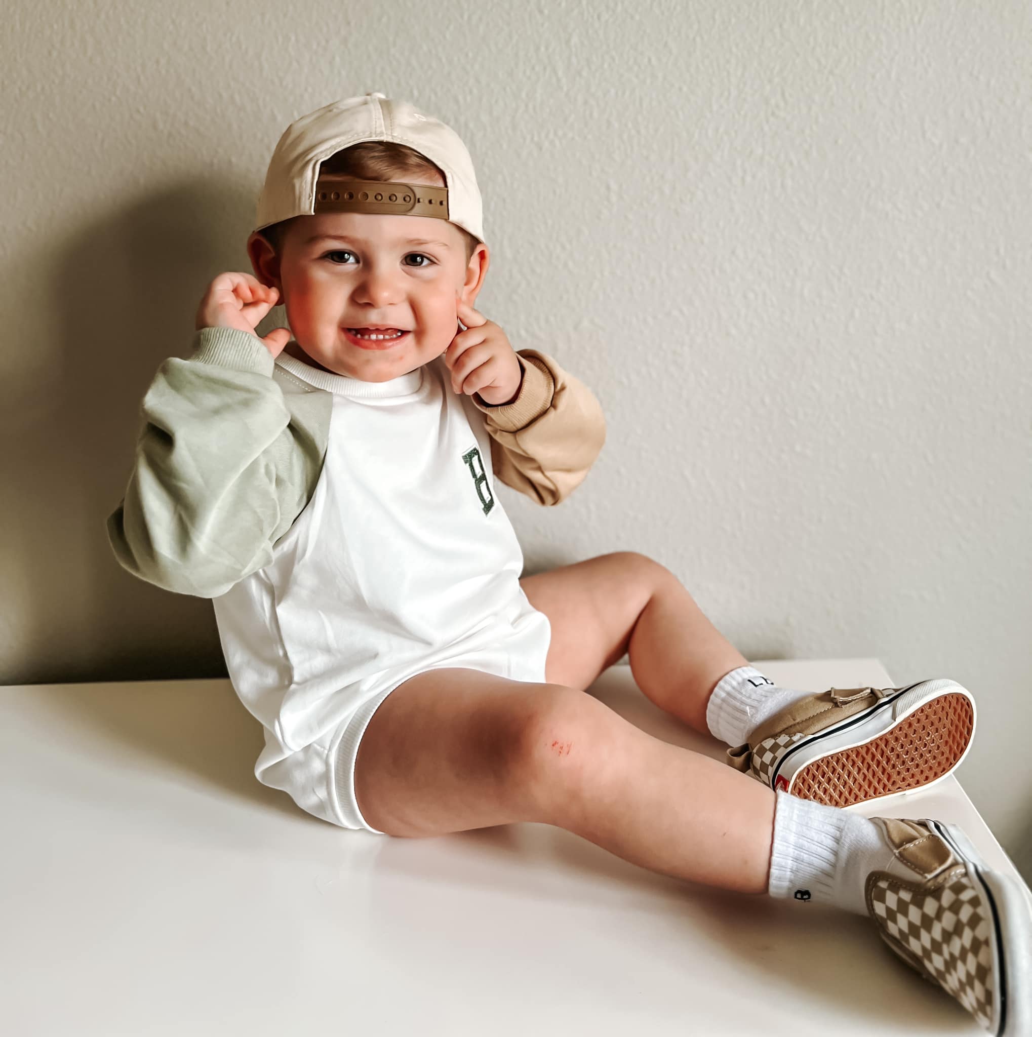 Custom Embroidered Colorblock Sweatshirt Romper